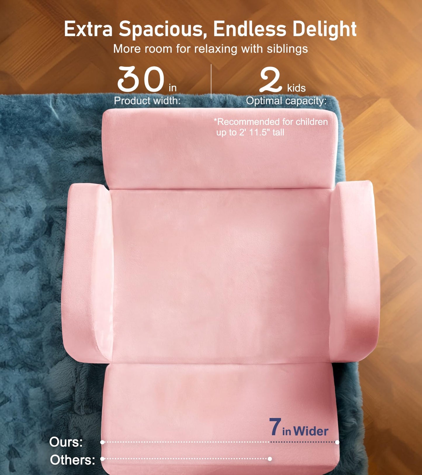 little dove 3-in-1 Extra Wide Convertible Kids Couch, Flip Open Kid Sofa, Machine-Washable Kid Couch for Girls, Kids Sofa for Fun Playtime, Pink