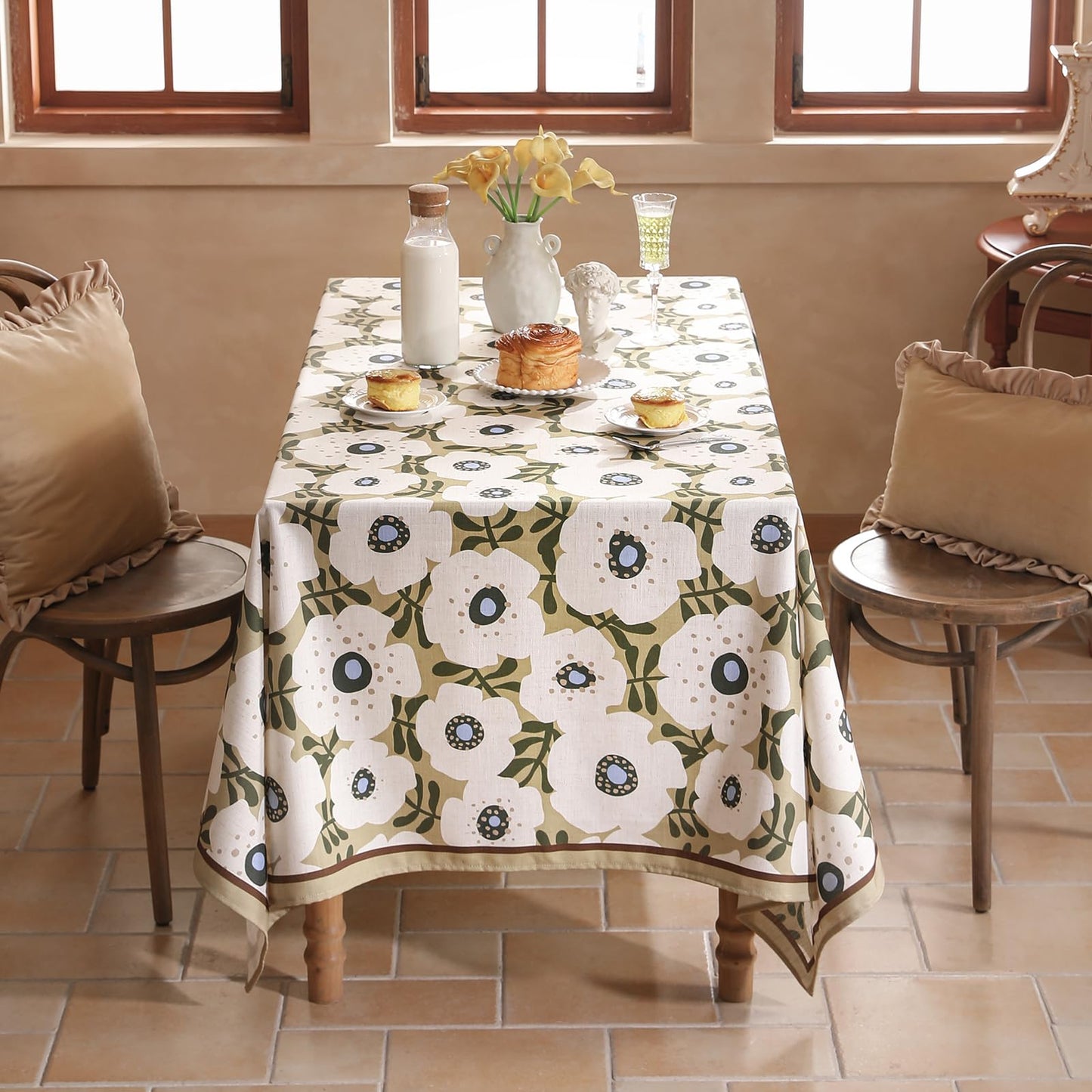 bilin gaier Designer French Linen Tablecloth Rectangular,87"x55"-Hidaka