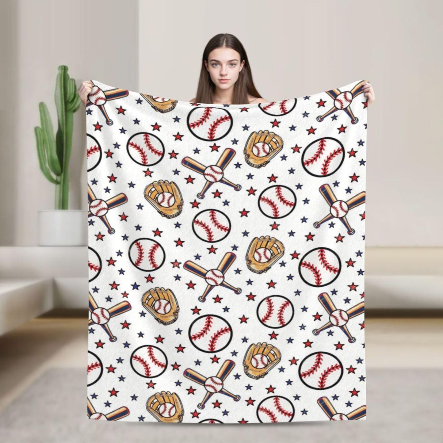 Baseball Blanket, Soft Fleece Throw for Kids, Unique Baseball Gifts Ideas for Boys & Girls Throw Blanket for Home Living Room Couch Bed Chair or Dorm Decor 50x40inches