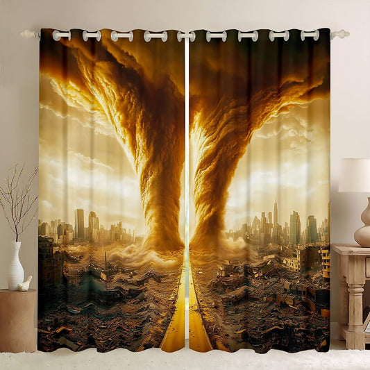 Erosebridal Sandstorm Curtains 38" Wx45 L,Natural Tornado Window Curtains Drapes for Storm Chaser,Nature Disaster Room Decor