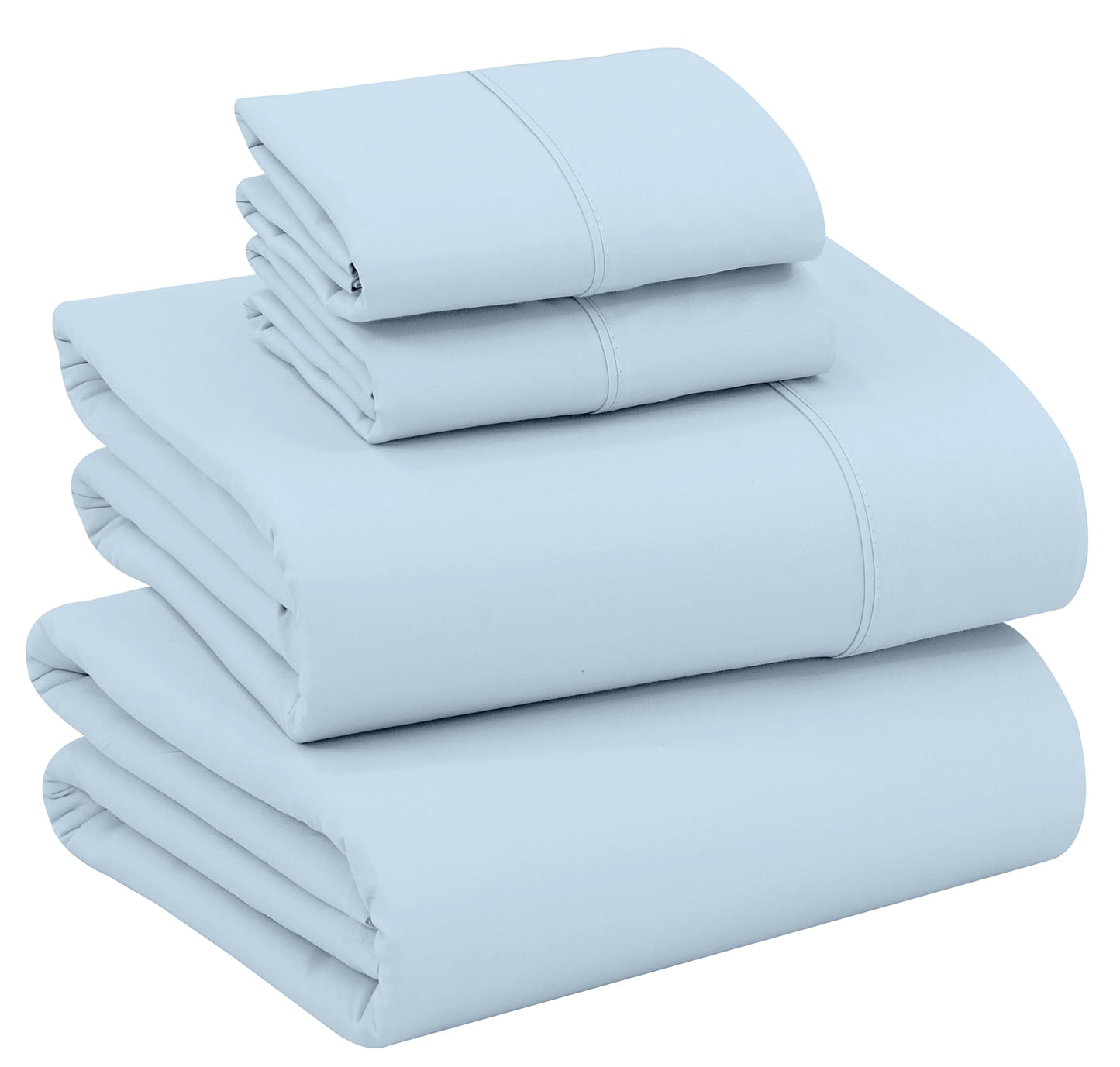 RUVANTI 100% Cotton Percale Sheets, Full Size, Baby Blue