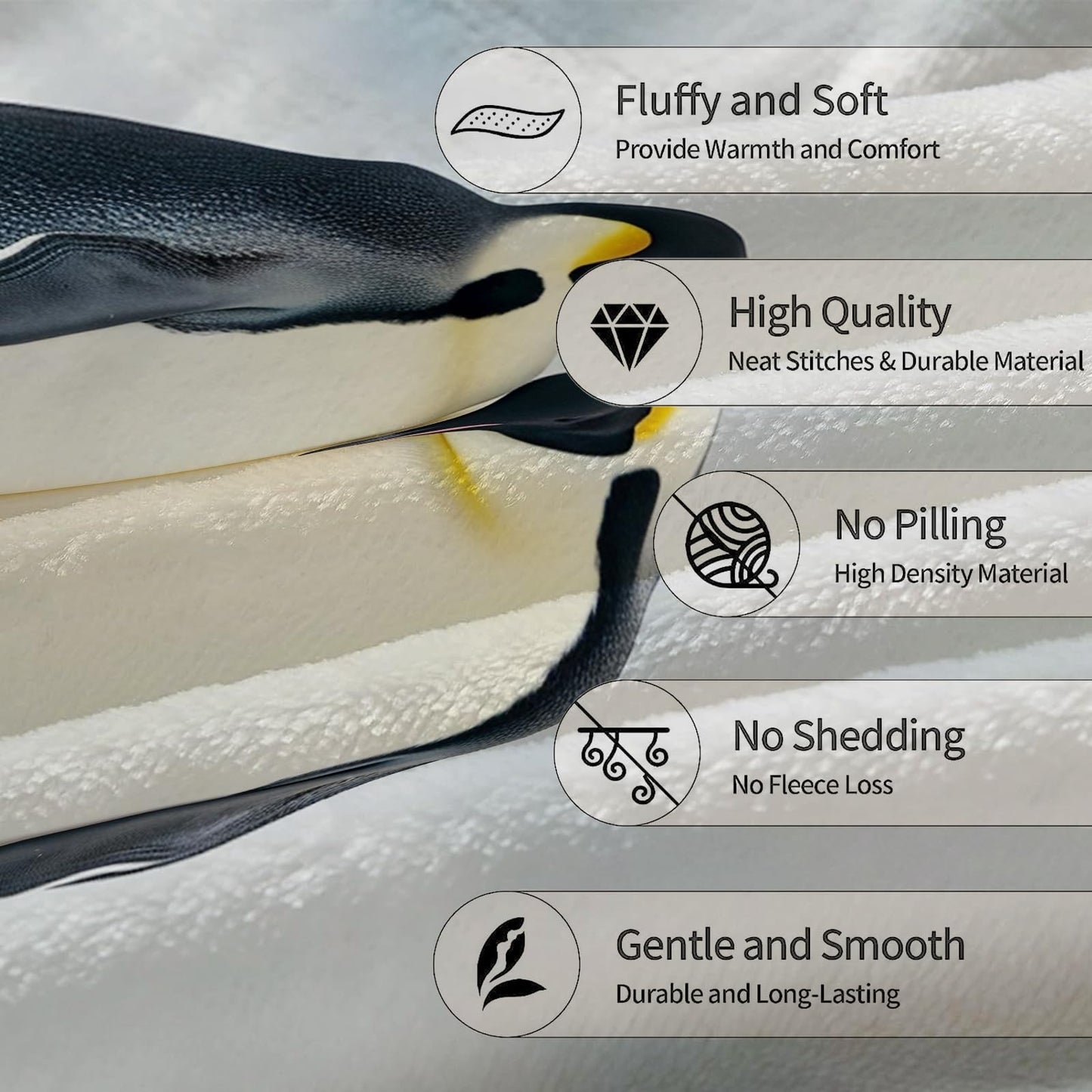 Ti Caldi Charm Penguin Flannel Throw Blanket Ultra Soft, Cozy & Lightweight, Perfect for Couch, Bed & Travel Fuzzy, Fluffy Decor for Home & Outdoor Use, Comfy Winter Companion 60"x50"