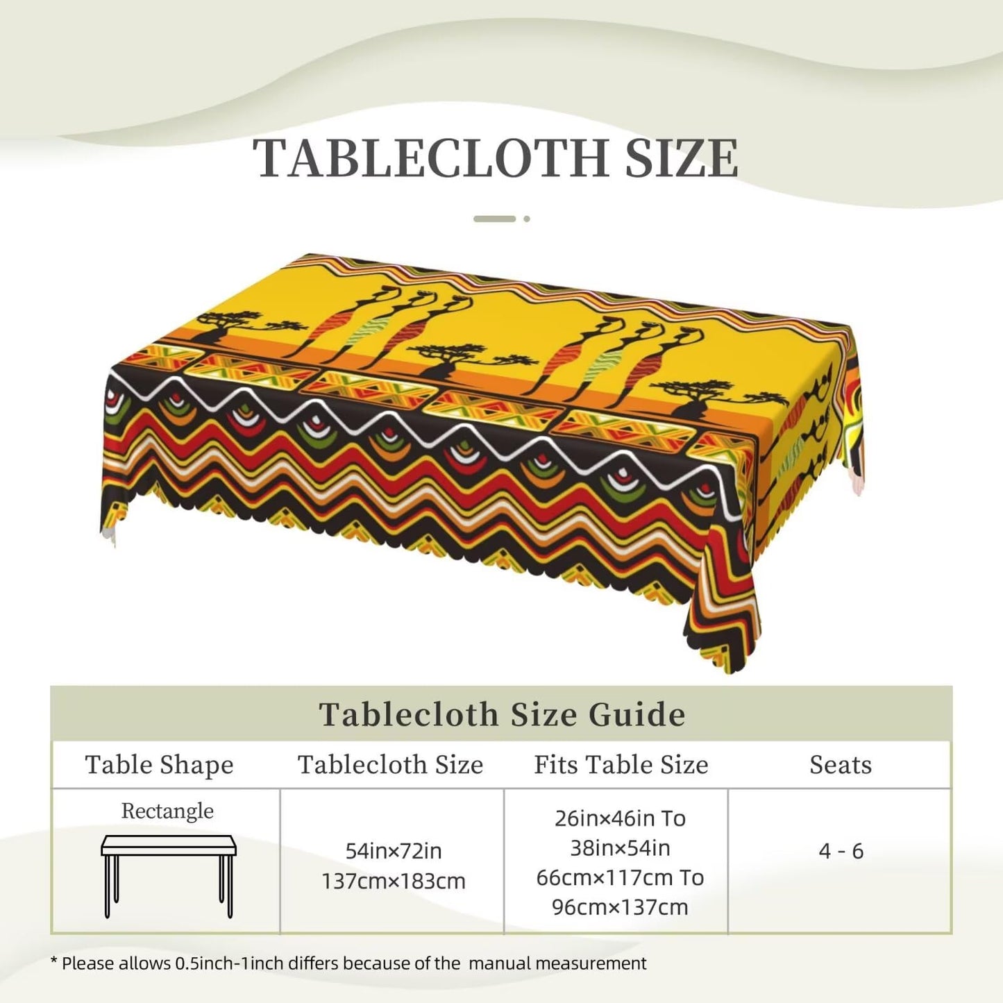 MENZHYAN African American Women Dancers Rectangle Tablecloth Tribal Ethnic Boho Table Cloths Abstract Geometric Totems Print Washable Table Cover for Home Kitchen Dining Party Decor 54 x 72 Inch