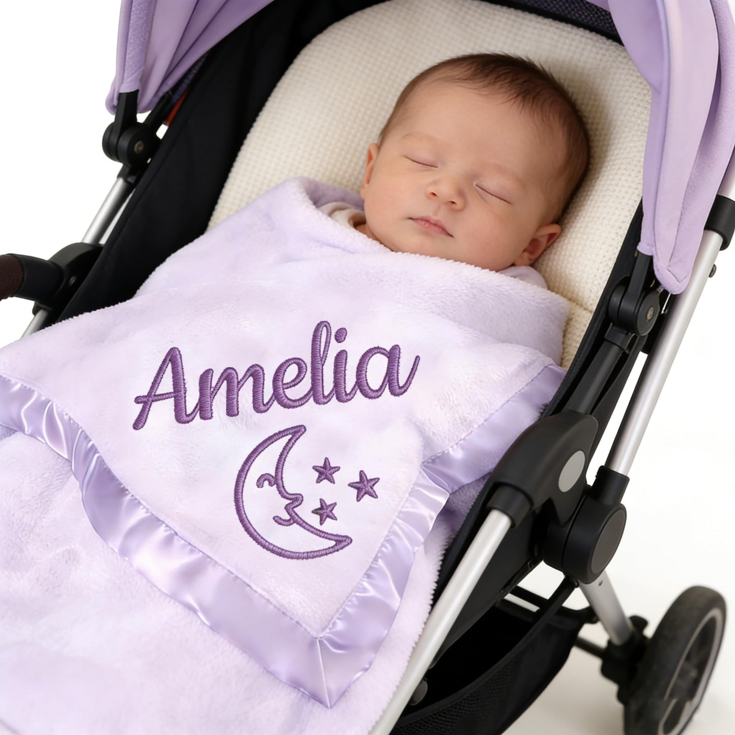 Personalized Baby Blanket with Embroidered Name,Custom Baby Receiving Blankets Soft Fleece Toddler Blanket for Newborn Baby Girl Shower Gifts -36" x 36"
