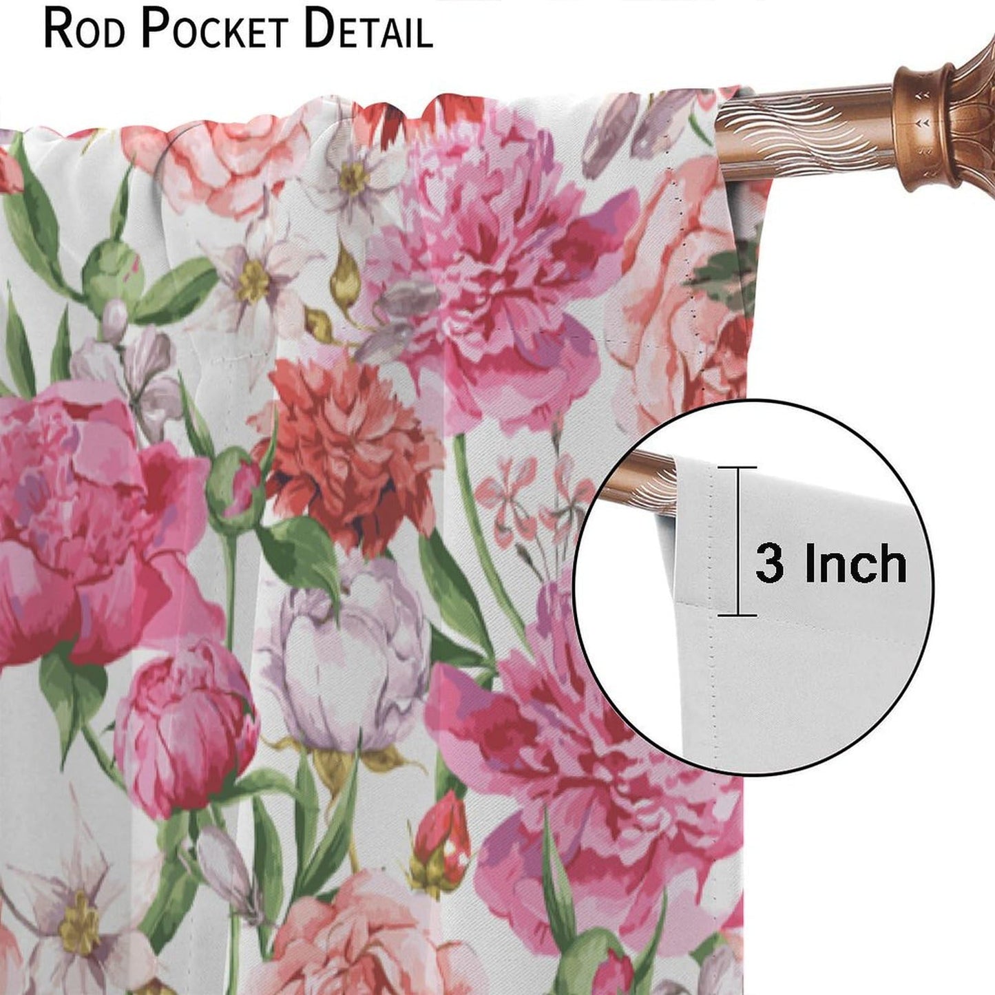 BenYaSong Watercolor Flower Blackout Window Curtain, Victorian Floral Pattern Painting Style Print with Peonie for Kitchen Bedroom Children Living Room Window Curtain Drapes 2 Panels 42x45 Inch