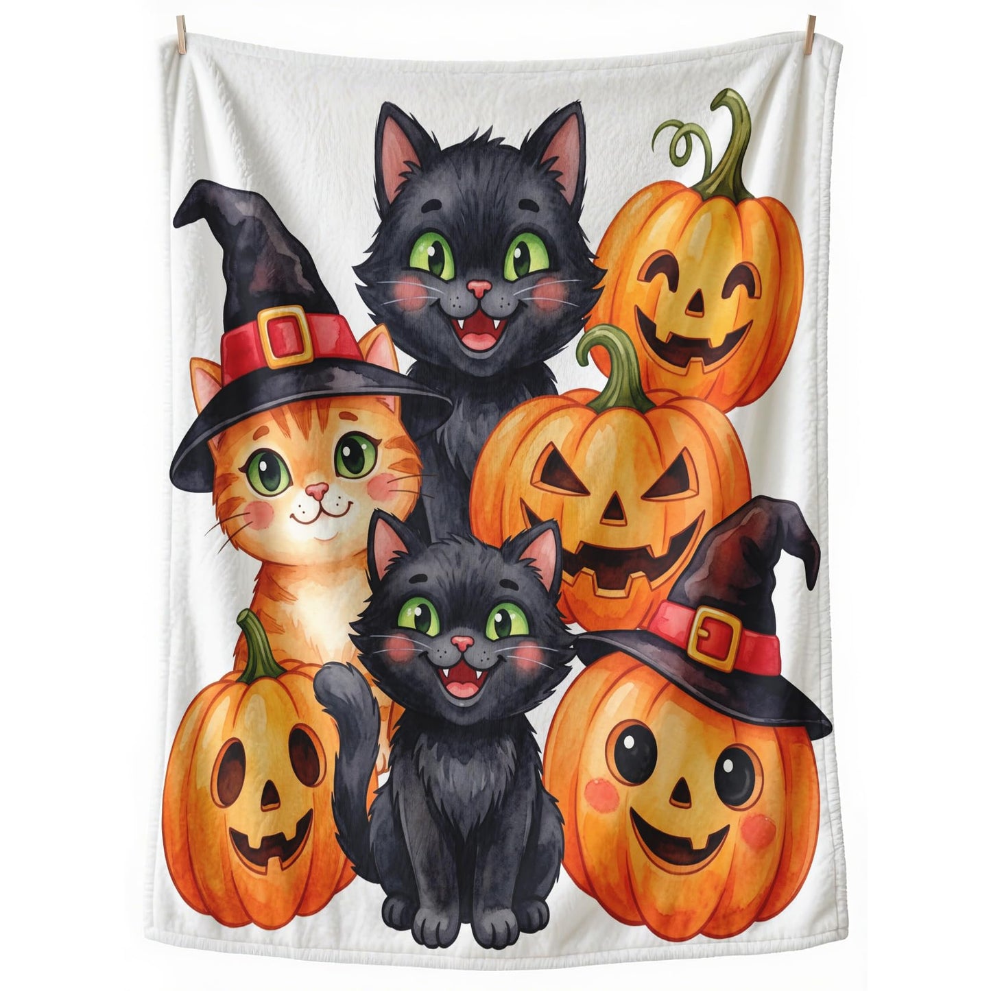 GEDAEUBA Halloween Blankets and Throws - Cute Black Cat and Pumpkin Fleece Blanket Throw, Soft Cozy Blankets & Throws for Couch, Bed, and Sofa, 50x60 inches