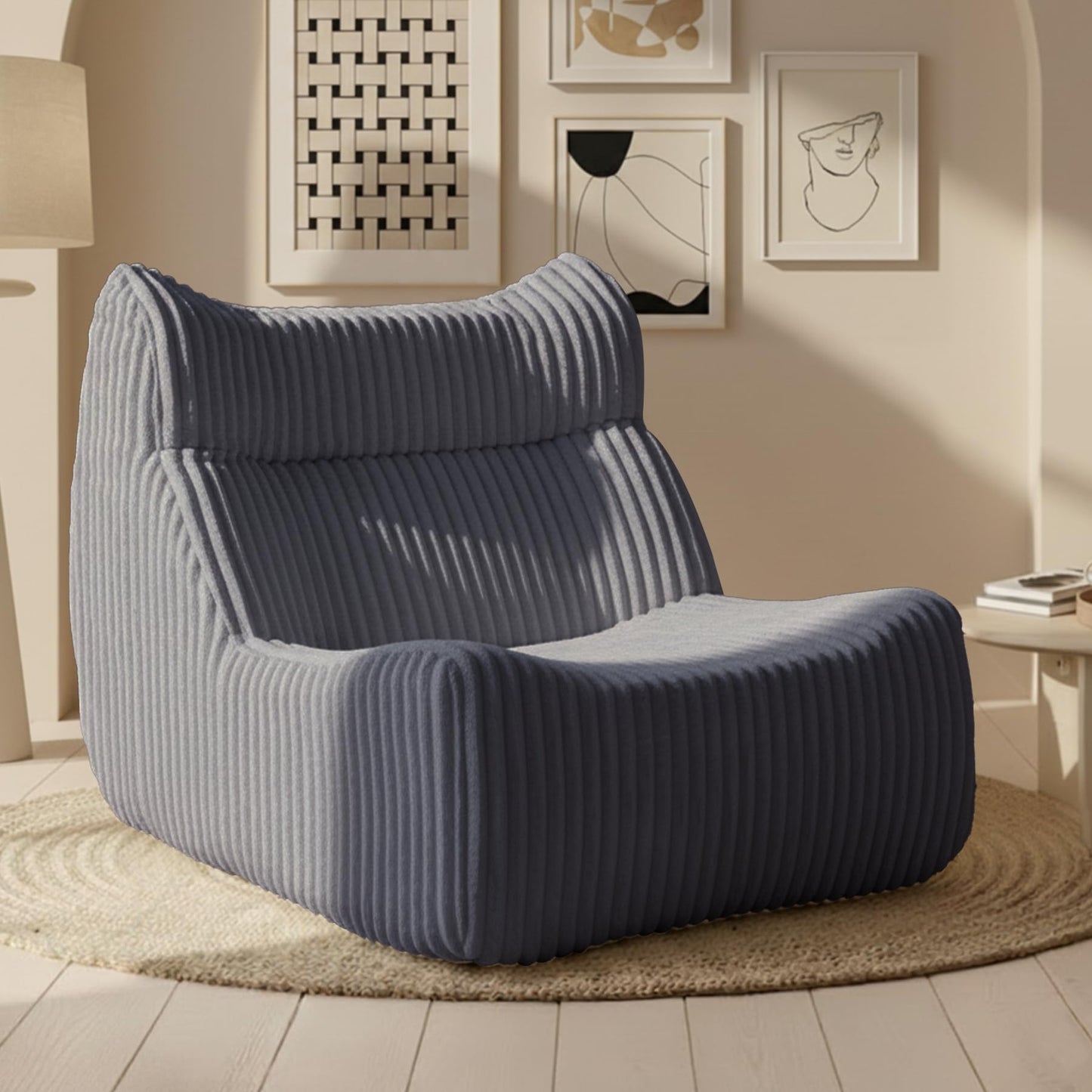 Ayiseedmid Lazy Floor Sofa, Comfy Sofa, Big Bean Bag Chairs, Fireside Chair for Living Room, Bedroom, Office (Grey, Single Seat)