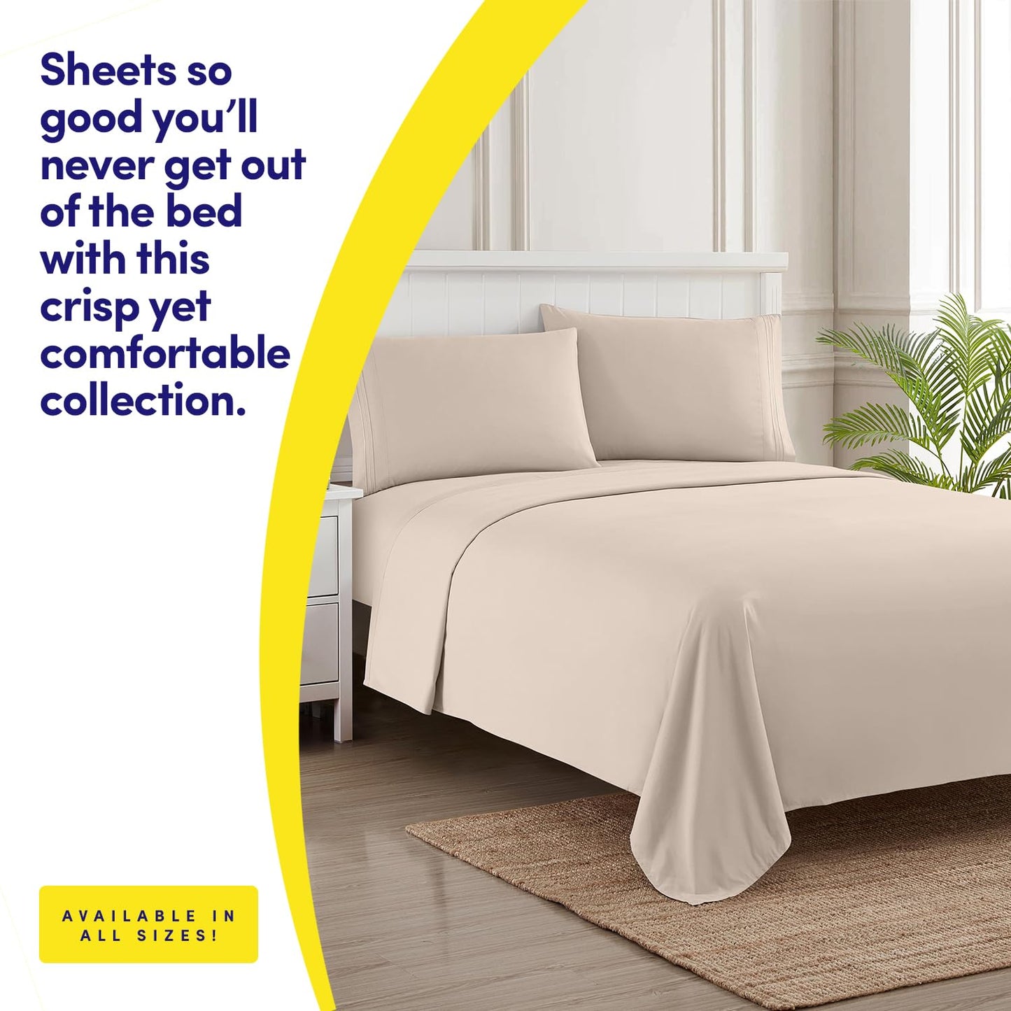 1500 Supreme Collection Queen Sheet Sets Beige Cream - Luxury Hotel Bed Sheets and Pillowcase Set for Queen Mattress - Extra Soft, Elastic Corner Straps, Deep Pocket Sheets, Queen Beige Cream