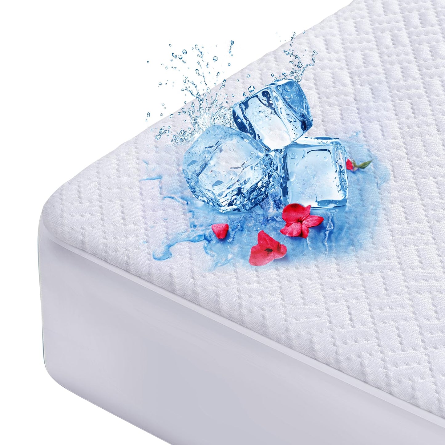 Cooling Waterproof Mattress Protector Twin Size, Mattress Cover 3D Air Fabric Mattress Pad Cover Smooth Soft Breathable Noiseless, 8''-21'' Deep Pocket