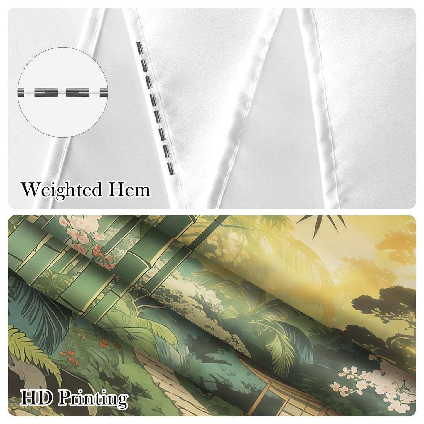 NAEMBI Zen Japanese Garden Shower Curtain 72x72 Inch - Bamboo Forest & Koi Fish Nature Print Waterproof Fabric Bath Curtain with Rust-Proof Hooks, Tranquil Spa Bathroom Curtain for Standard Tubs