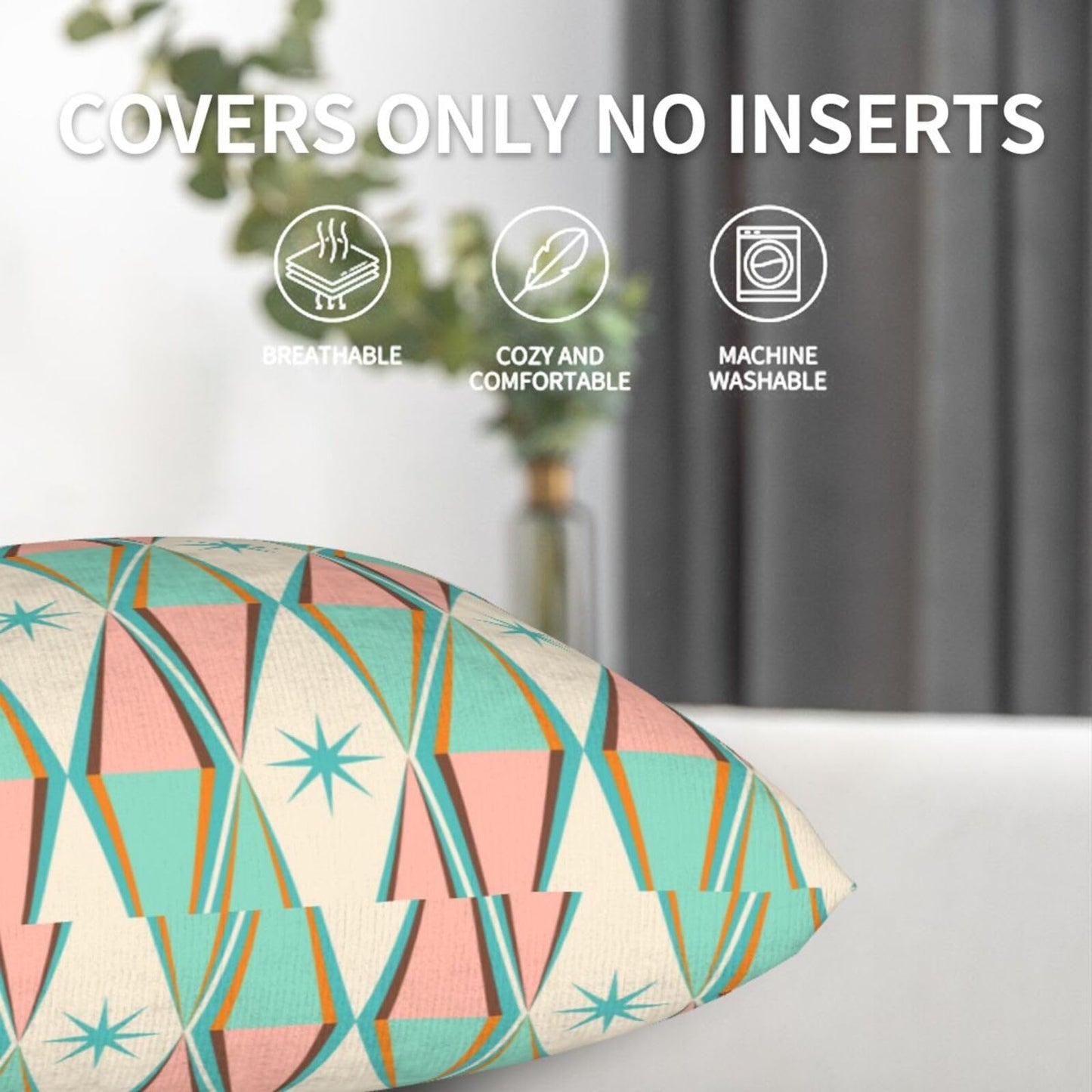 aipoase Mid Century Throw Pillow Covers 18 X 18 Inch Set of 2 Pillow Cases Decoration Cushion Cover for Sofa Bedroom Living Room Outdoor