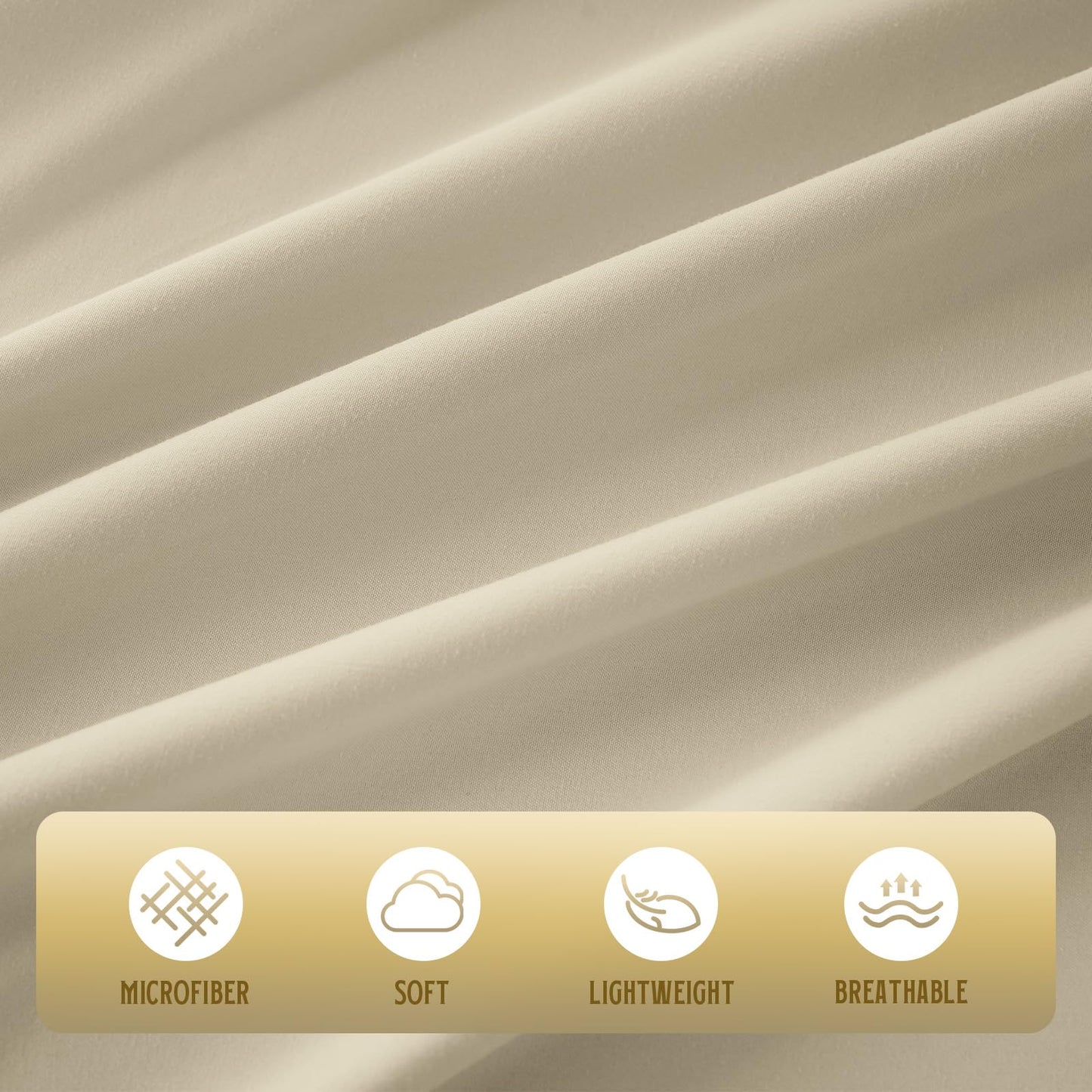 ChicView Full Sheet Set,4 Pieces Hotel Luxury Breathable Soft Microfiber Bedsheets, Anti Pilling Deep Pockets Easy Care Bed Sheets, Milk Beige