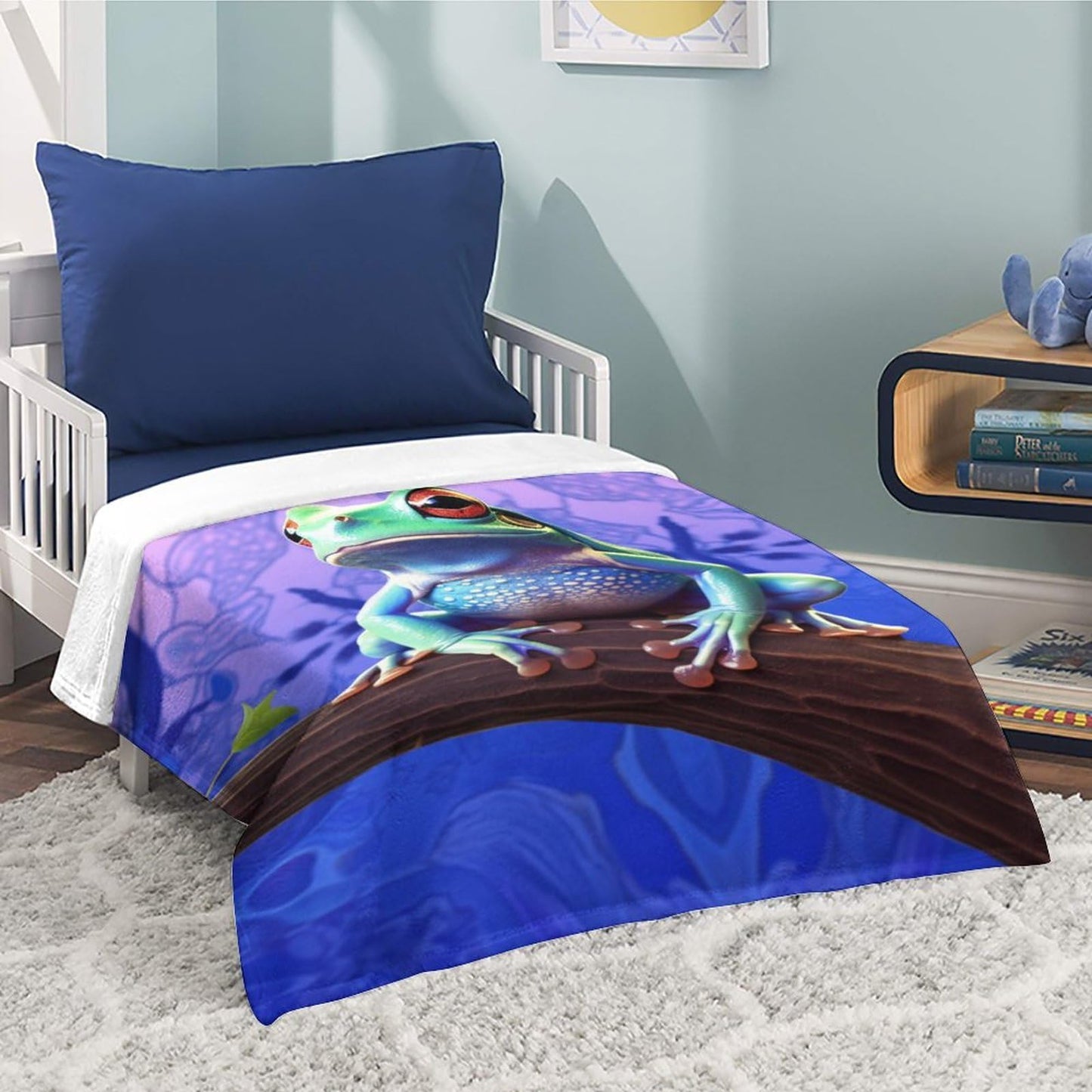 Joyidec Tree Frog Purple Background Super Soft Winter Comfy Throw Blanket Flannel Fleece Lightweight Blanket for Couch Car Bed 50x60 in