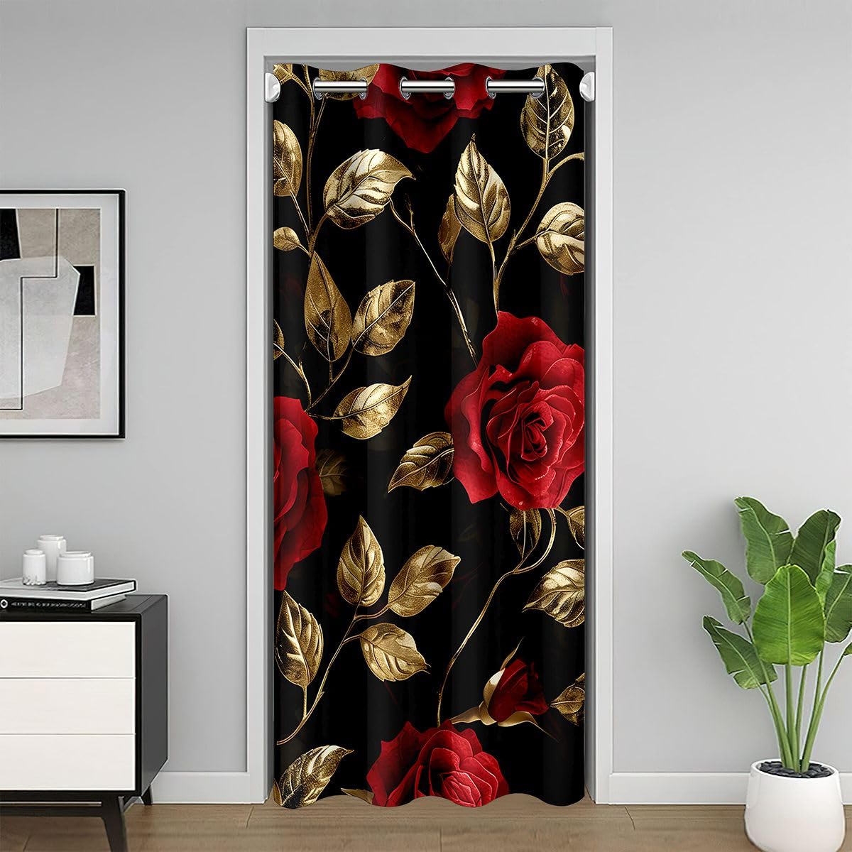 Feelyou Flower Door Curtain for Doorway Window 42" x 84" Retro Hippie Flower Thermal Insulated Temporary Room Dividers 60 70S Groovy Closet Cover Bedroom Living Room Microfiber