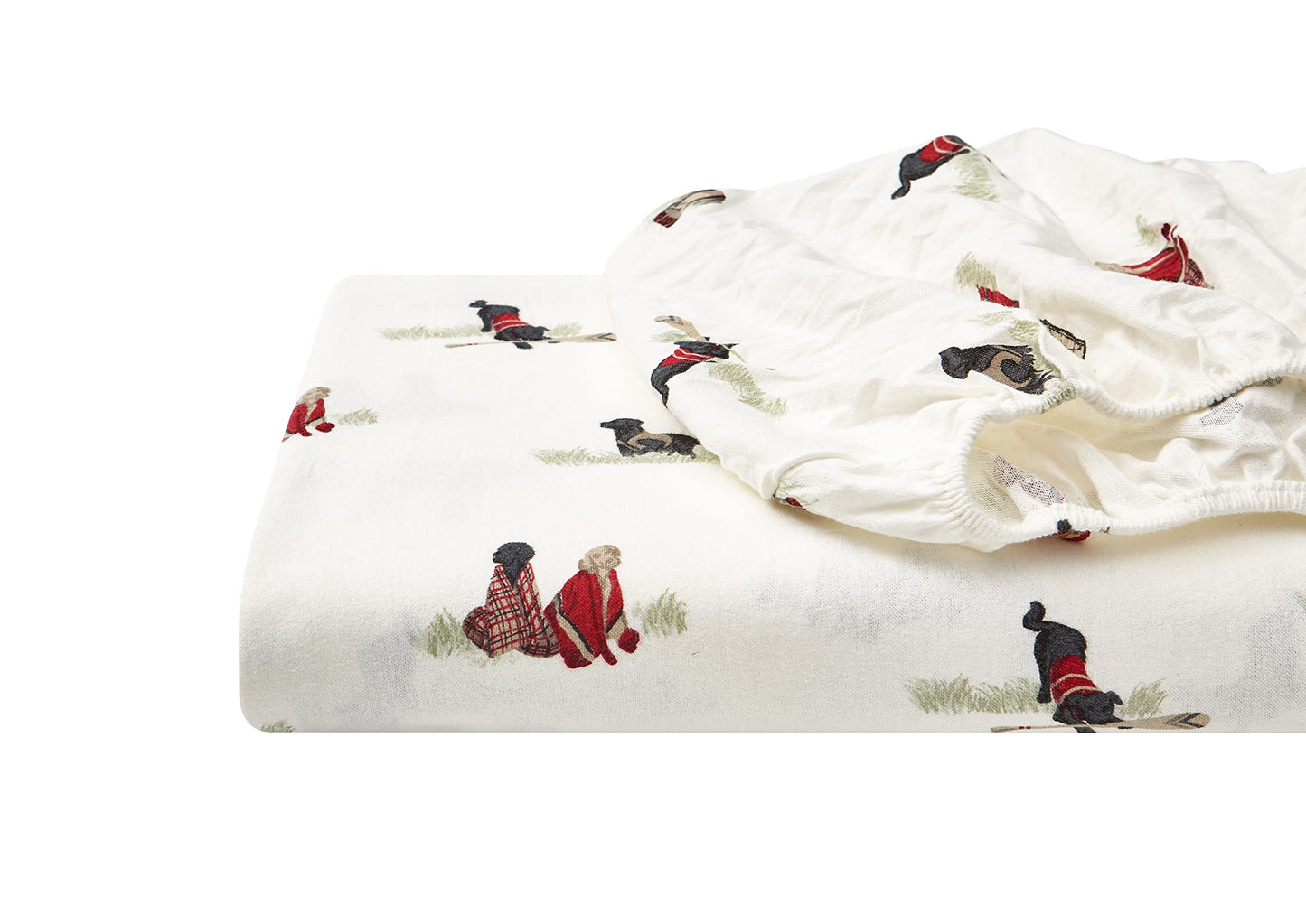 Eddie Bauer - Flannel Sheets King Size, Anti-Pilling & Wrinkle Resistant Cotton, Touchably Soft for All-Season Comfort - Bed Sheets with Matching Pillowcases & Fitted Sheet (Retriever Adventure Ivory)