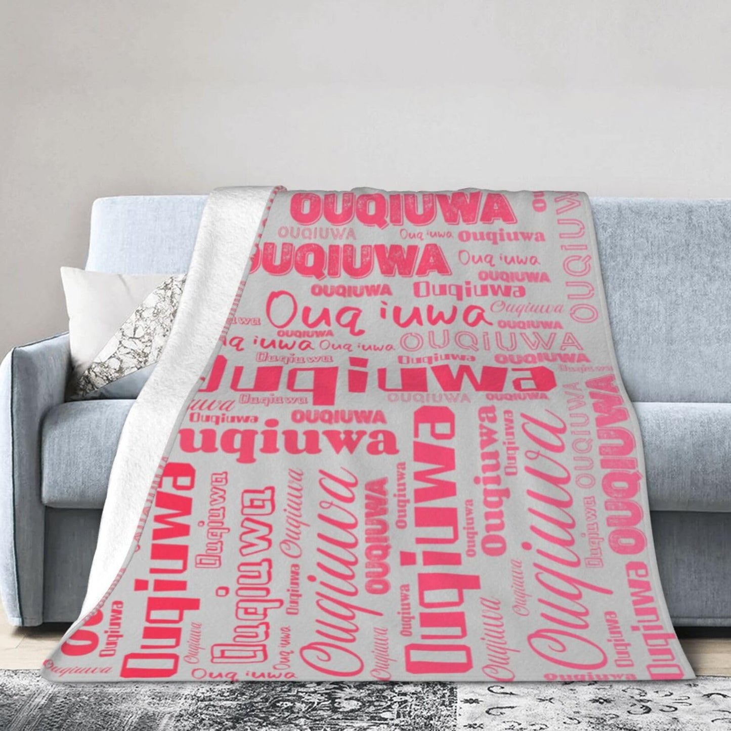 Personalized Blankets with Name Customized Throw Blanket Soft Lightweight Flannel Fleece Blanket 50"X40" for Bed Sofa Couch Camping Travel