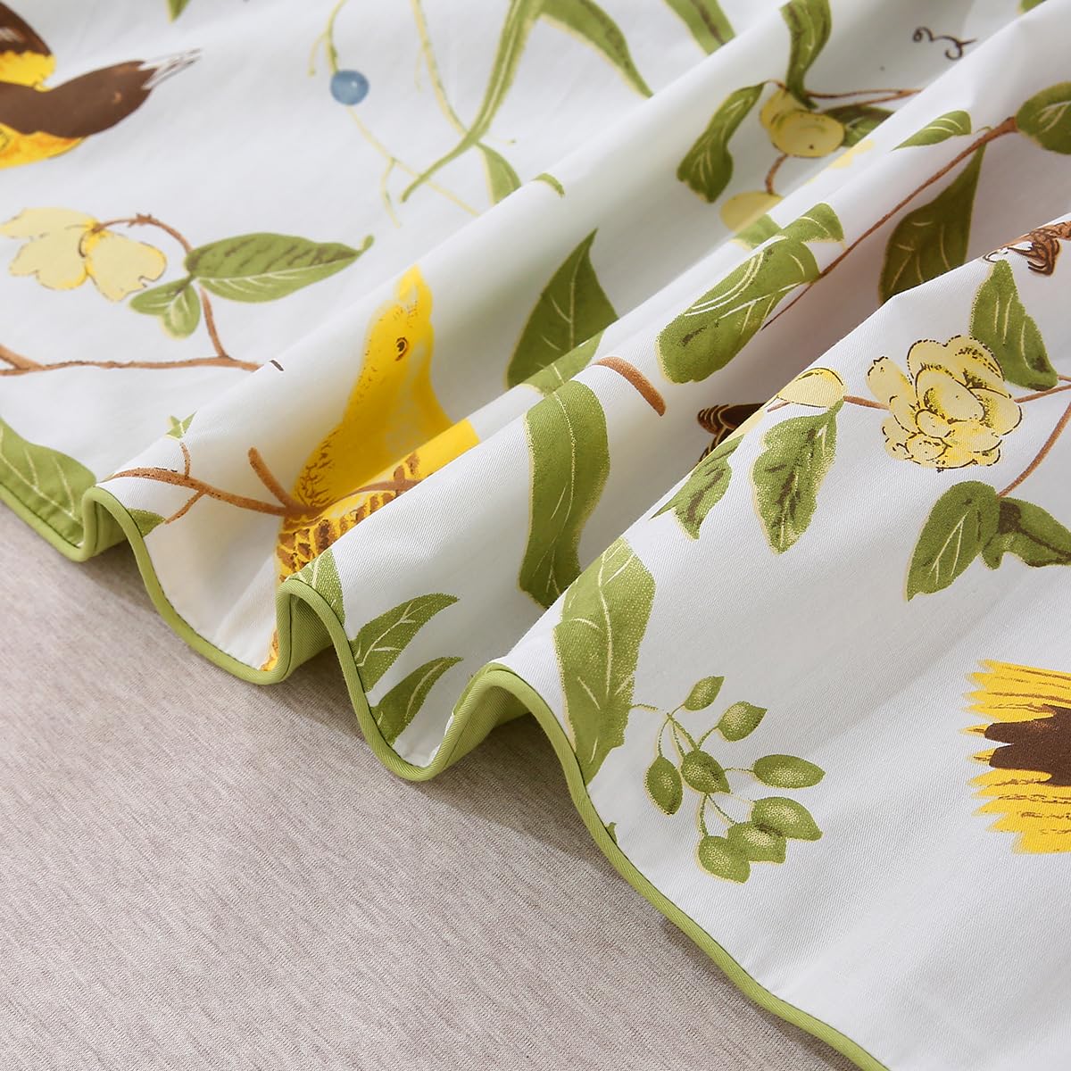URBONUR Birds Duvet Cover Set Twin Size, 100% Cotton Cute Bird Comforter Fall Leaf Printed Bedding Set for Kids Children, Breathable Duvet Cover Sets Bedding 3 Pc