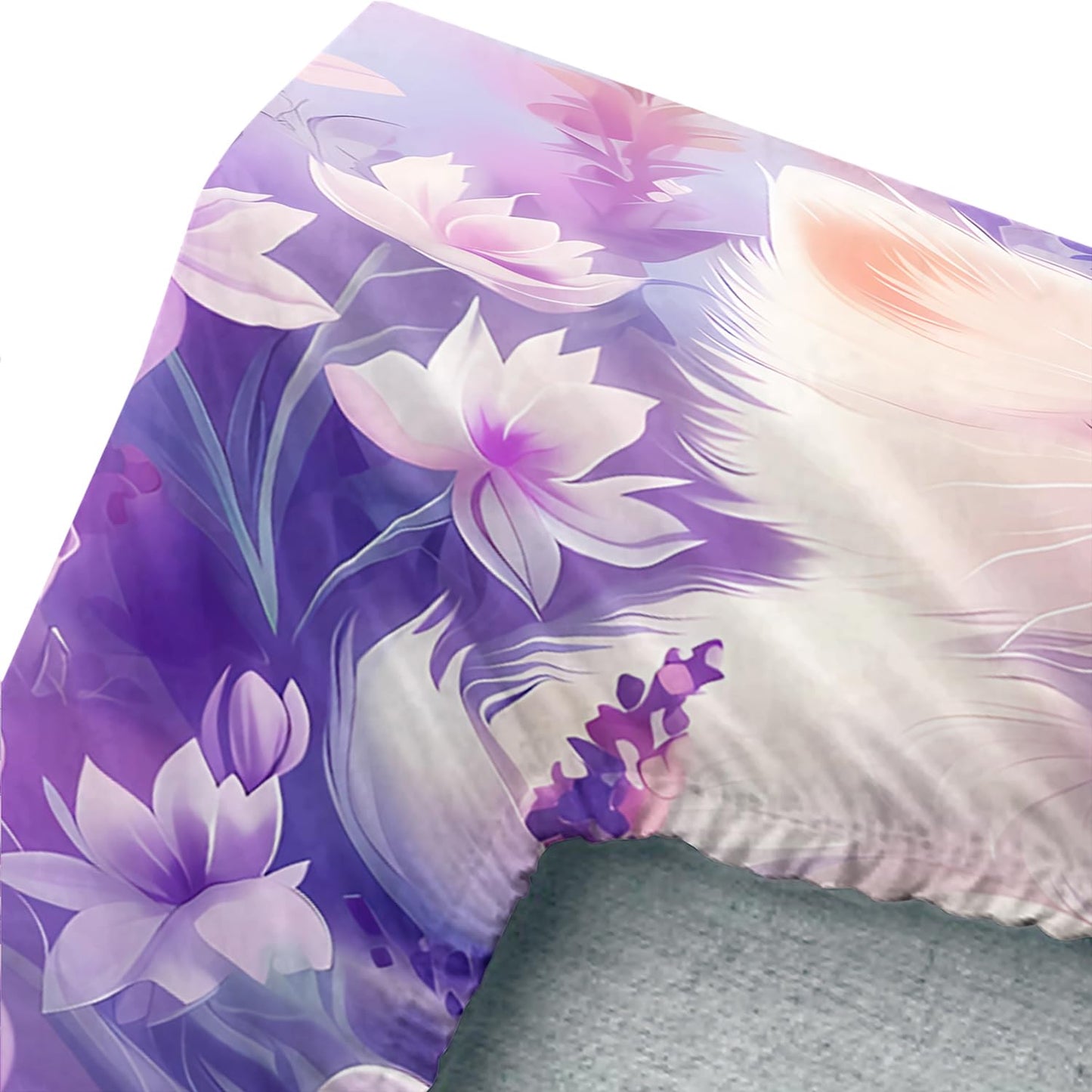 UEVBF Cat Fitted Sheet Toddler Bedding Set Twin Size,Floral Bedding Animal Themed Fitted Sheet for Kids Girls Bedroom Decor Aesthetic,Cute Kids Bedding Fitted Sheet,1 Fitted Sheet+2 Pillowcases.