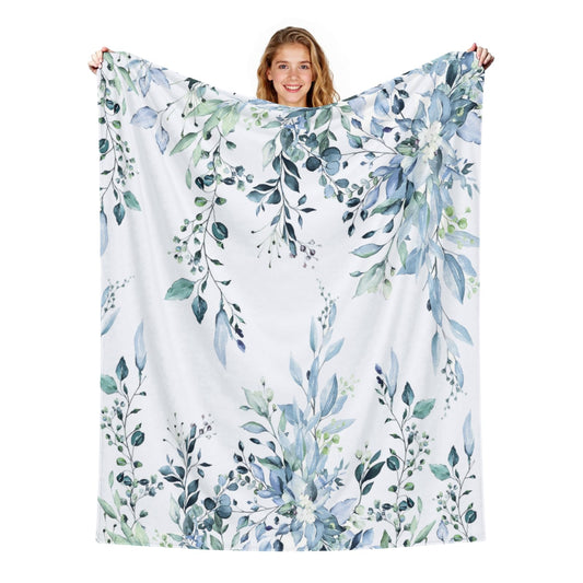 Arktrident Blue Eucalyptus Throw Blanket Sage Leaves Lightweight Bed Blanket Bedroom Decor Soft Fluffy Plush Fuzzy Cozy Couch Fleece Blankets 50"X60"