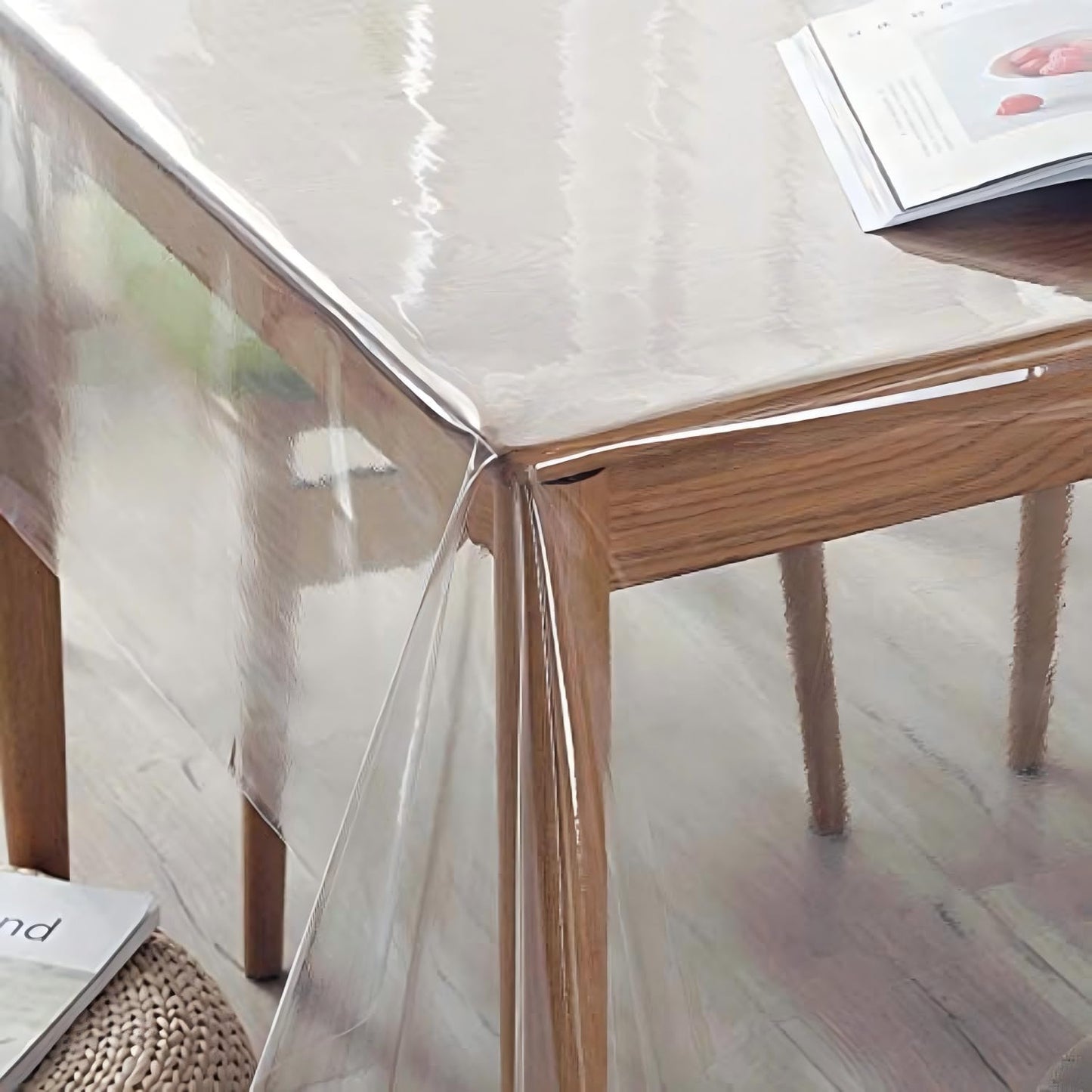sancua Clear Plastic 100% Waterproof Tablecloth - 54 x 78 Inch - Vinyl PVC Rectangle Table Cloth Protector Oil Spill Proof Wipe Clean Table Cover for Dining Tables, Parties & Camping, Crystal Clear