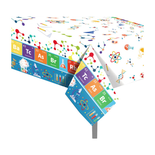 CC HOME 1 Pack Science Laboratory Plastic Tablecloth 54 x 87 Inch Long Rectangular Table Cover for Buffet,Birthday Party Holiday Dinner,Picnic or Tablecloth for Kitchen Event Use