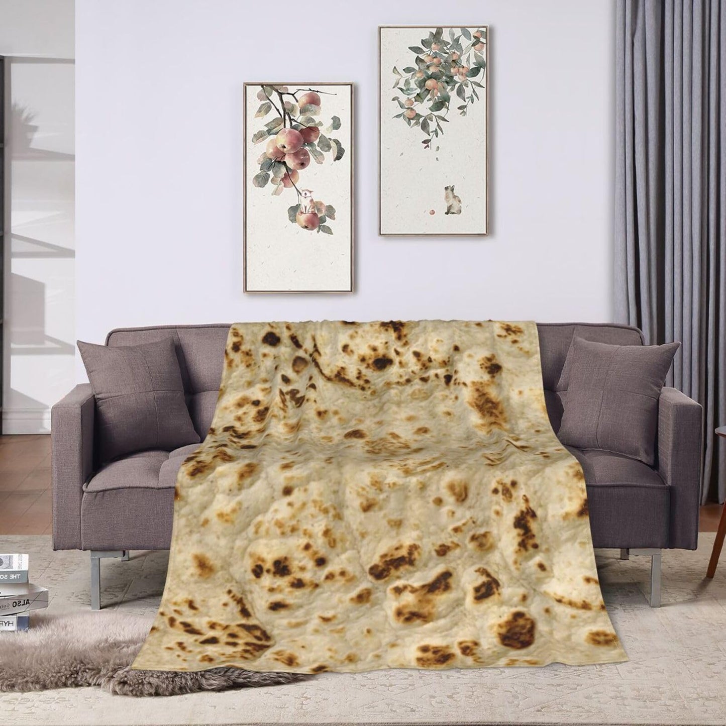 Fried Lavash Burrito Tortilla Food Texture Throw Blanket Super Soft Warm Bed Blankets for Couch Bedroom Sofa Office Car, Cozy Flannel Plush Blanket Gifts for Girls Boys Teens Adults 60"x50"