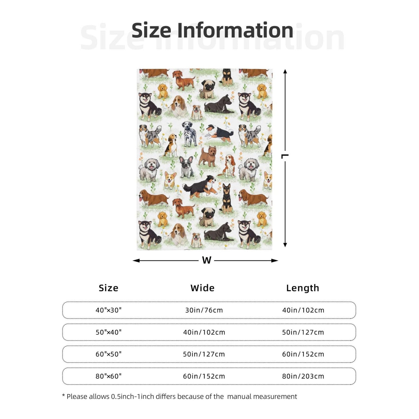 Dog Pattern Flannel Blanket - Soft Lightweight & Warm,Perfect for Bed, Sofa, Camping, Travel Gifts for pet Lovers Women Men Kidsr 50"x40"