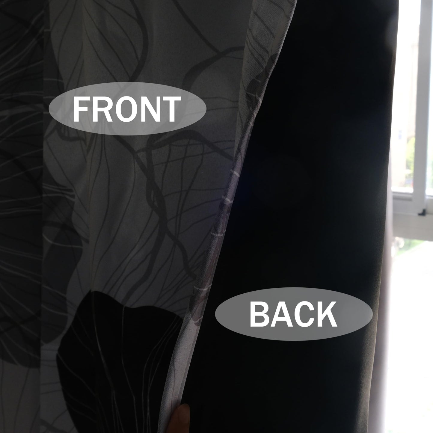 LADYVOGUE 100% Blackout Curtains 2 Panels Set Black White Grey Floral Black Out Curtain Gray Flower Chic Thermal Insulated Window Treatments Decor for Living Room Bedroom Darkening Curtain 52x84 Inch