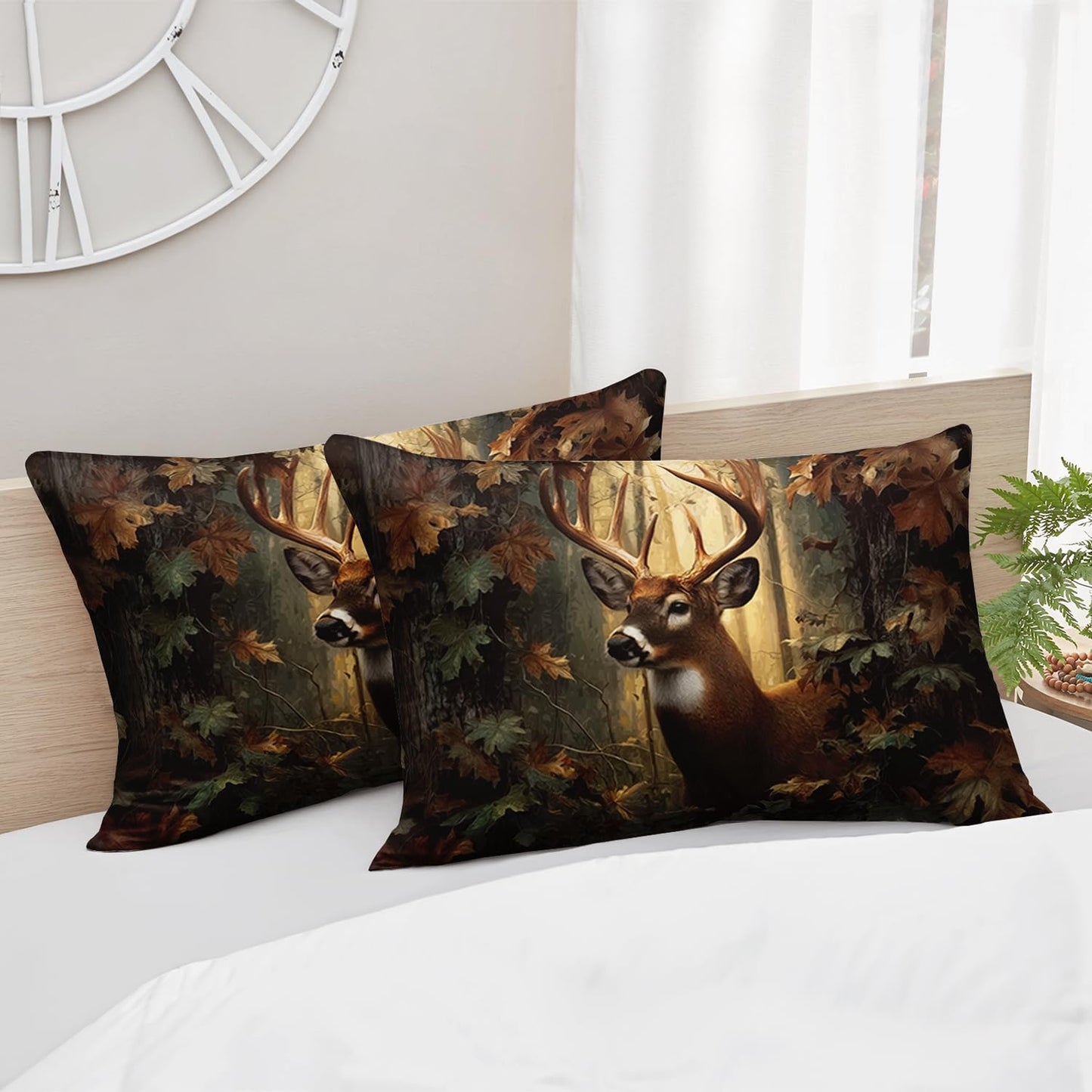 HOSIMA Deer Twin Fitted Sheet for Kids,Lightweight Brown Animal Bedding for Teens Boys Room Decor,Hunting Themed Forest Deer Bedding,1 Fitted Sheet+2 Pillowcases.