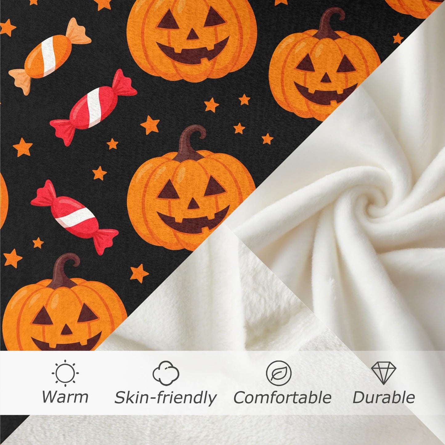 GEDAEUBA Halloween Blanket Pumpkin - Jack O Lantern Candy Fleece Blanket King Size, Soft Cozy Blankets & Throws for Couch, Bed, and Sofa, 90x108 inches