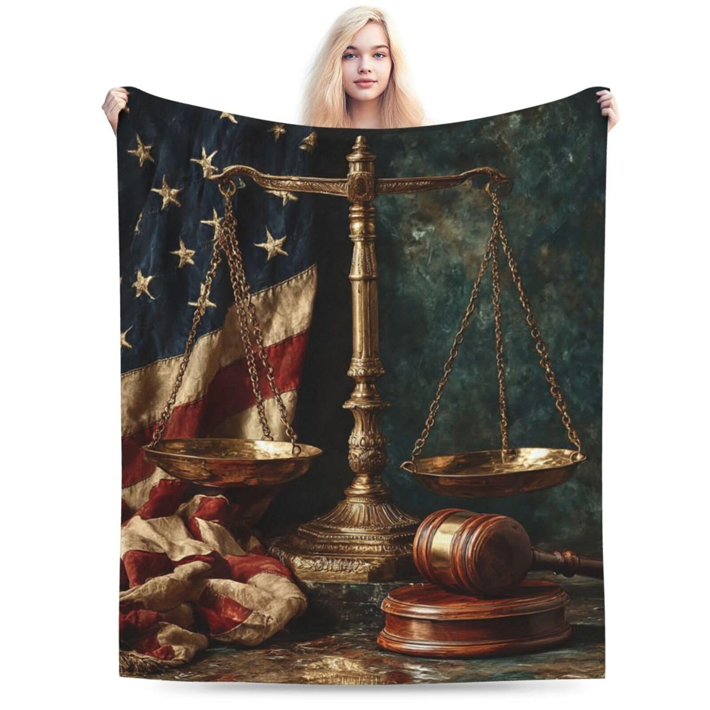 Lawyer Throw Blanket Law Day Flannel Blankets American Flag Fuzzy Plush Super Soft Cozy Warm Decor Lawyer Gifts for Boys Girls Kids Adults Men Women 40" x 50"