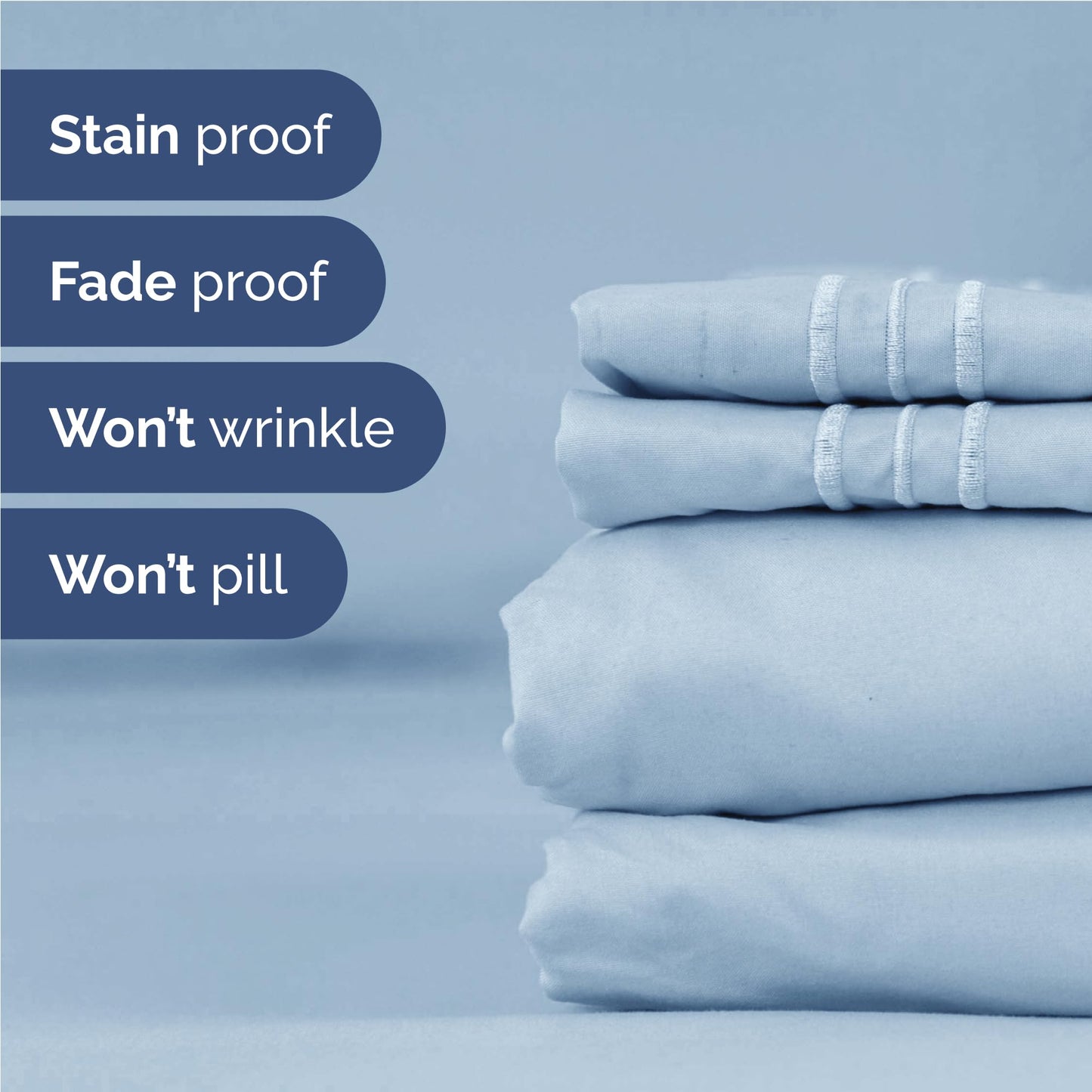 Full Size 4 Piece Sheet Set - Comfy Breathable & Cooling Sheets - Hotel Luxury Bed Sheets for Women & Men - Deep Pockets, Easy-Fit, Extra Soft & Wrinkle Free Sheets - Sky Blue Oeko-Tex Bed Sheet Set