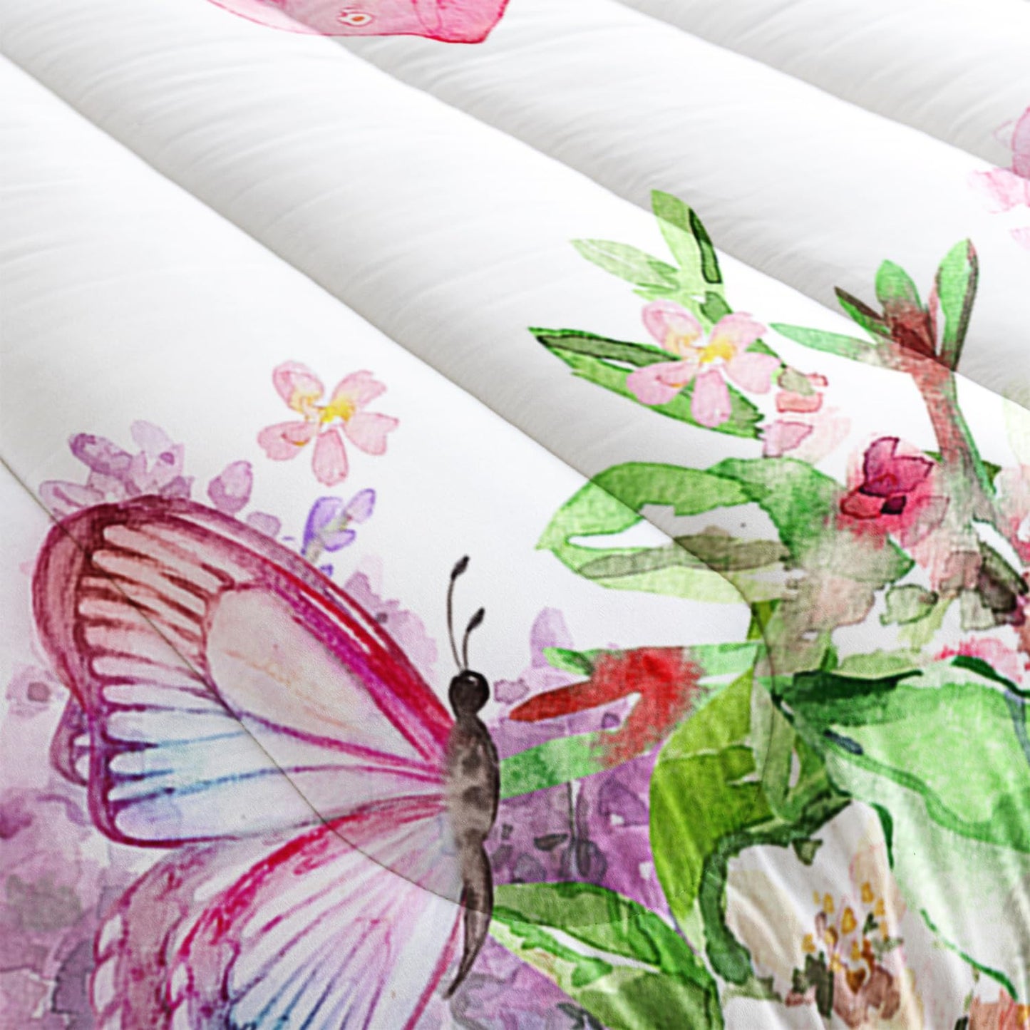 Nttopship Kids Butterfly Comforter Set King Size for Girls，Tie Dye Butterflies Bedding Set for Bedroom, Butterflies Toddler Bedding Set All Season 1 Comforter and 2 Pillowcases
