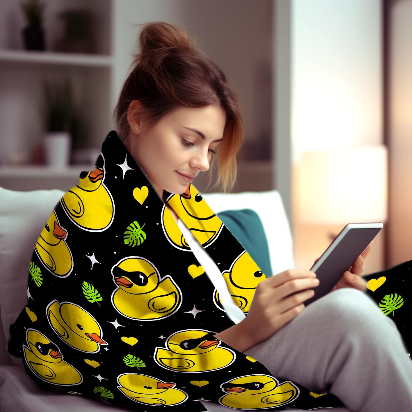 Cute Duck Blanket Gifts for Duck Lover Girls Women Kids Adults Toddlers Soft Flannel Ducks Stuff Throw Blanket for Bed Bedding Sofa Couch Bedroom 50"X40"
