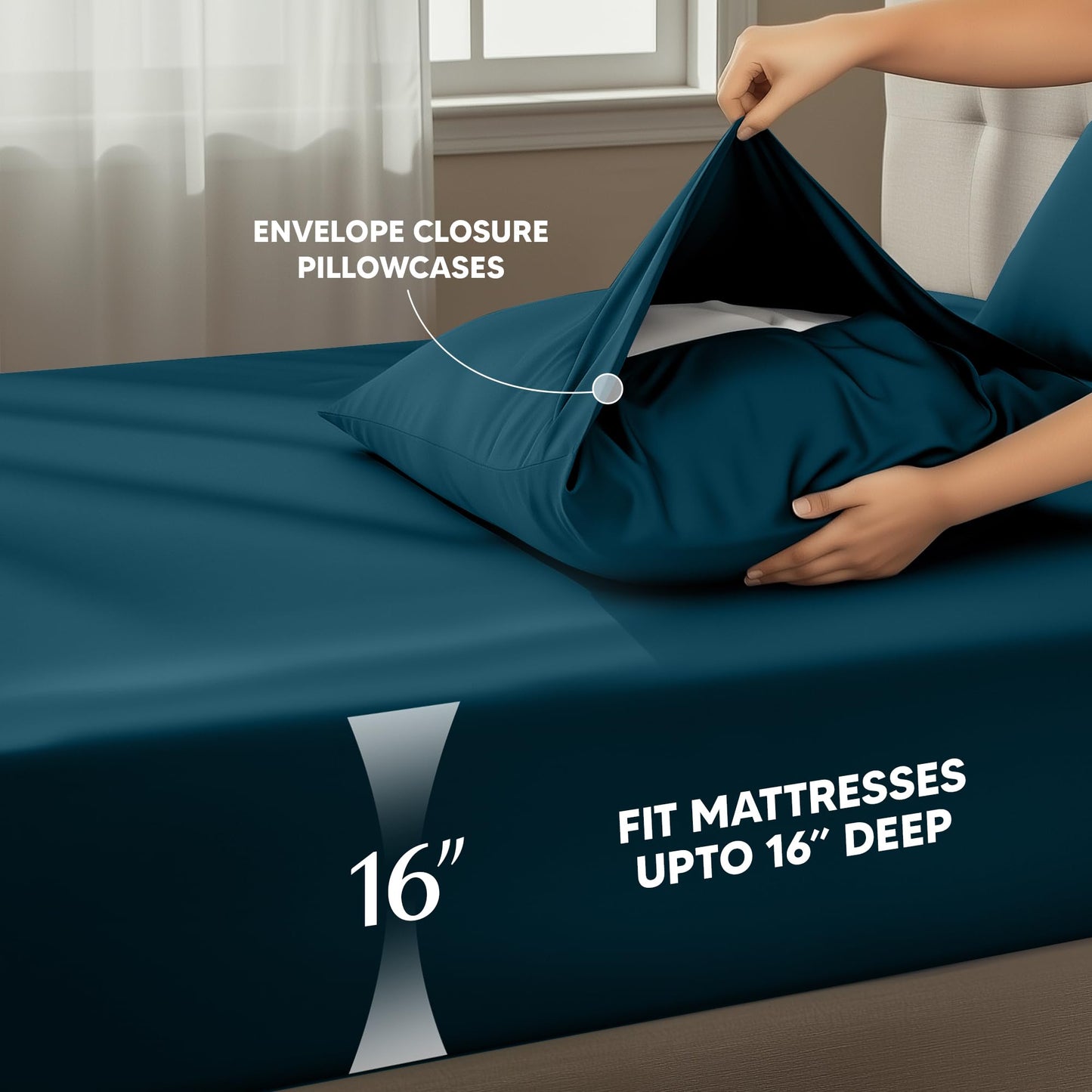 Utopia Bedding Queen Sheet Set – 4 Piece Bed Sheets for Queen Size Bed, Soft and Breathable Microfiber, Includes 1 Fitted Sheet, 1 Flat Sheet and 2 Pillowcases (Blue Heaven)