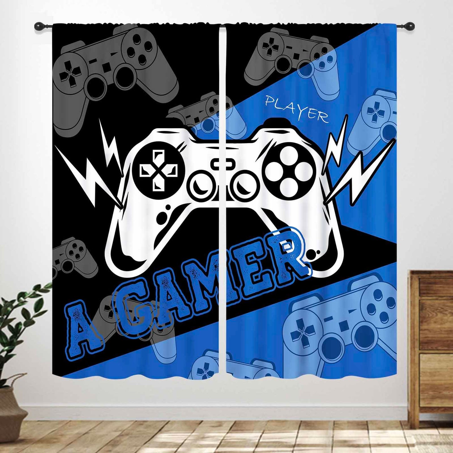 Gaming Curtains for Boys Bedroom Window,Video Game Gamepad Home Decor Window Drapes Game Controller Window Treatment for Kids Teen Living Room Nursery Playroom Curtains,42X45 Inch