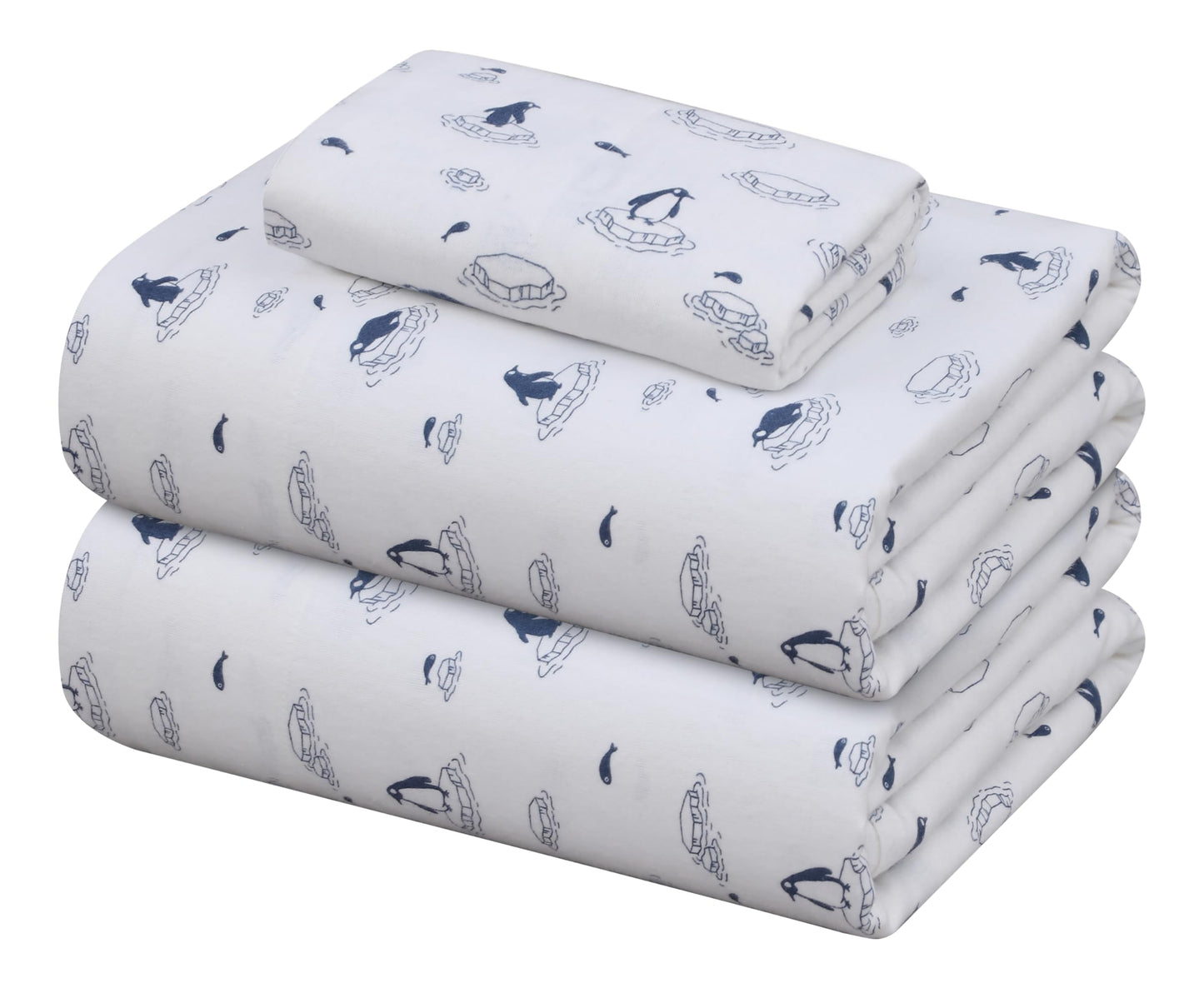 ZOYER Flannel Sheets Twin XL Size - 100% Cotton Double Brushed Twin XL Sheet Sets, Deep Pockets 16 Inches, All Seasons Breathable & Extra Soft Bed Sheets, Warm & Cozy, 3 Piece, Penguin Edge