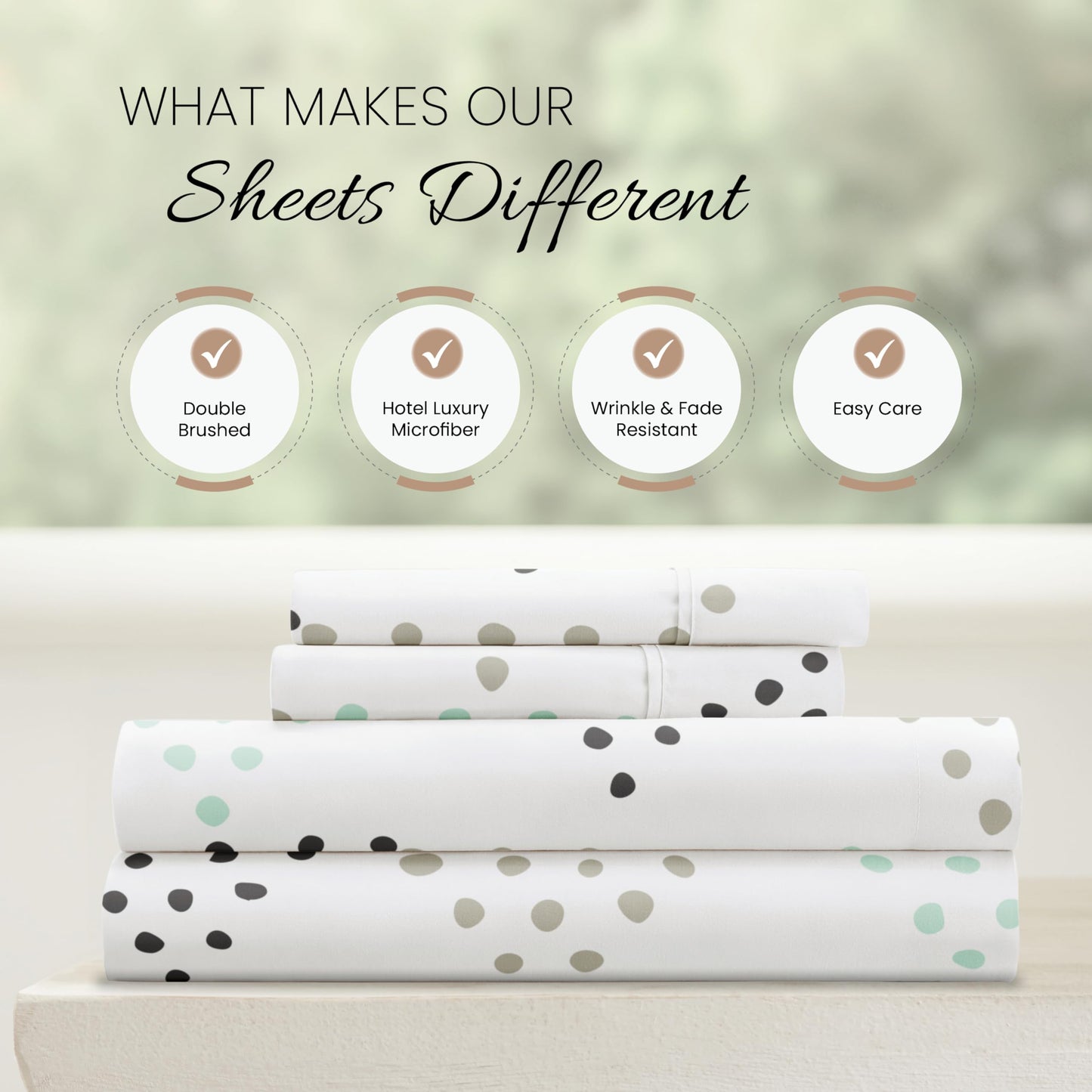 Linen Market 4 Piece Full Bedding Sheet Set (Light Gray Dots) - Sleep Better Than Ever with These Ultra-Soft & Cooling Bed Sheets for Your Full Size Bed - Deep Pocket Fits 16" Mattress