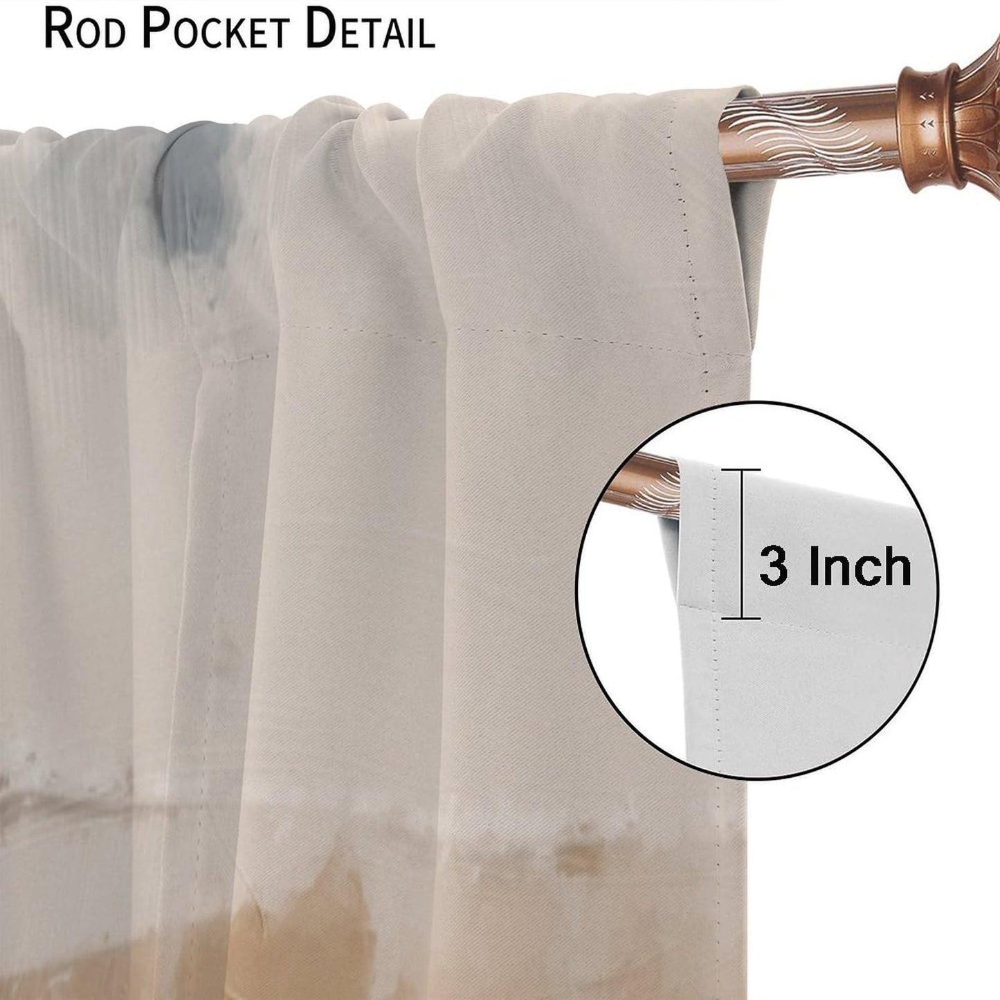 Abstract Black Beige Gray Curtains, Rod Pocket Taupe Tan Neutral Art Painting Modern Window Drapes for Living Room Bedroom, 20.5" W x 44.5" L, 2 Panels （No Blackout）