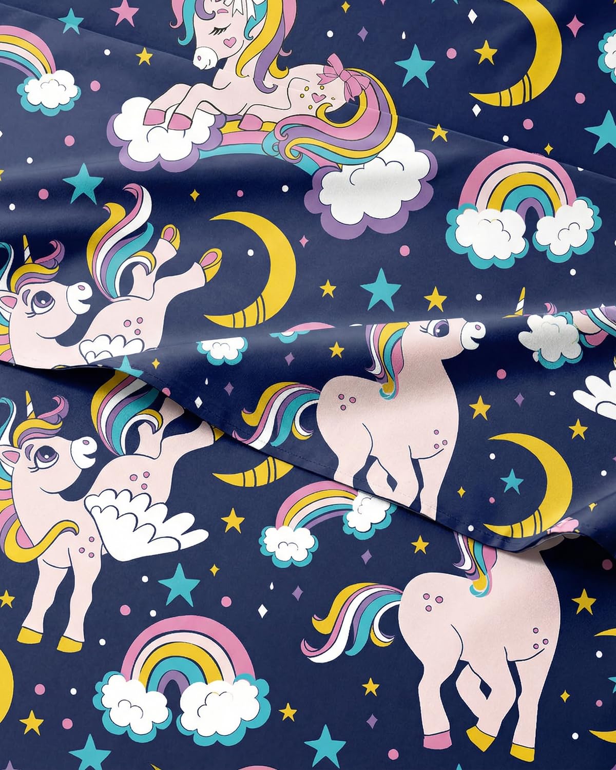 CGK Unlimited Kids Magic Unicorns Queen 4 Piece Sheet Set - Boys, Girls, Teens, Toddler - Easy Fit Deep Pockets - Soft, Cooling & Breathable Sheets - Cute, Cozy, Fade & Wrinkle Free - Machine Washable