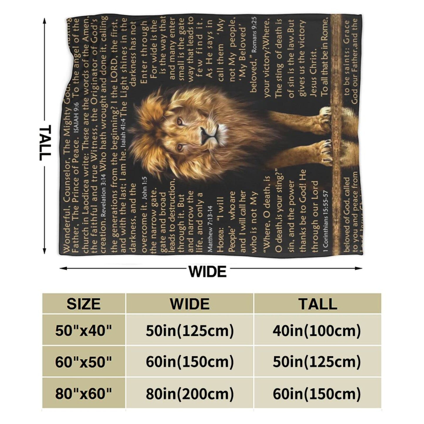 BUUGVIIL Bible Verse Blanket Christian Gifts Lion Prayer Religious Throw Blanket for Men Women Pastor Couch Sofa Bed to Keep Warm 60"x50"