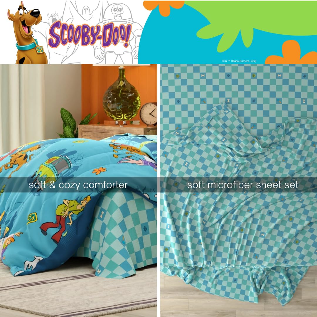 Franco Scooby Doo Scoobtober Bedding 5 Piece Super Soft Reversible Comforter and Sheet Set with Sham, Twin, (Officially Licensed Product)