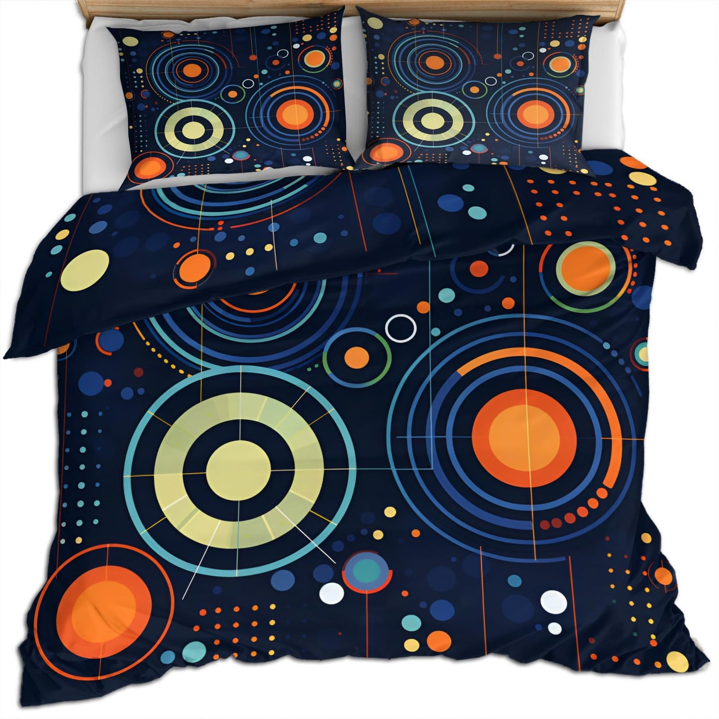 QINYUN Abstract Starry Sky Duvet Cover California King, Solar System Space Bedding Set 3 Piece Bedroom Decor Deep Blue Comforter Cover and 2 Pillow Sham with Zipper Closure