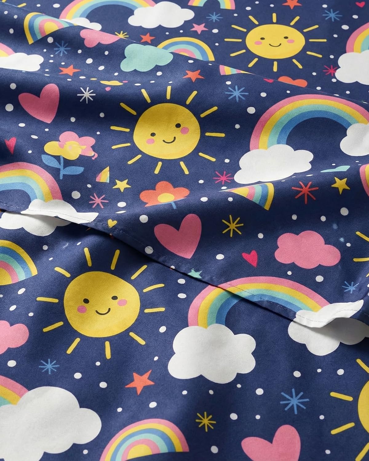 CGK Unlimited Kids Rainbow Sky Queen 4 Piece Sheet Set - Boys, Girls, Teens, Toddler - Easy Fit Deep Pockets - Soft, Cooling & Breathable Sheets - Cute, Cozy, Fade & Wrinkle Free - Machine Washable