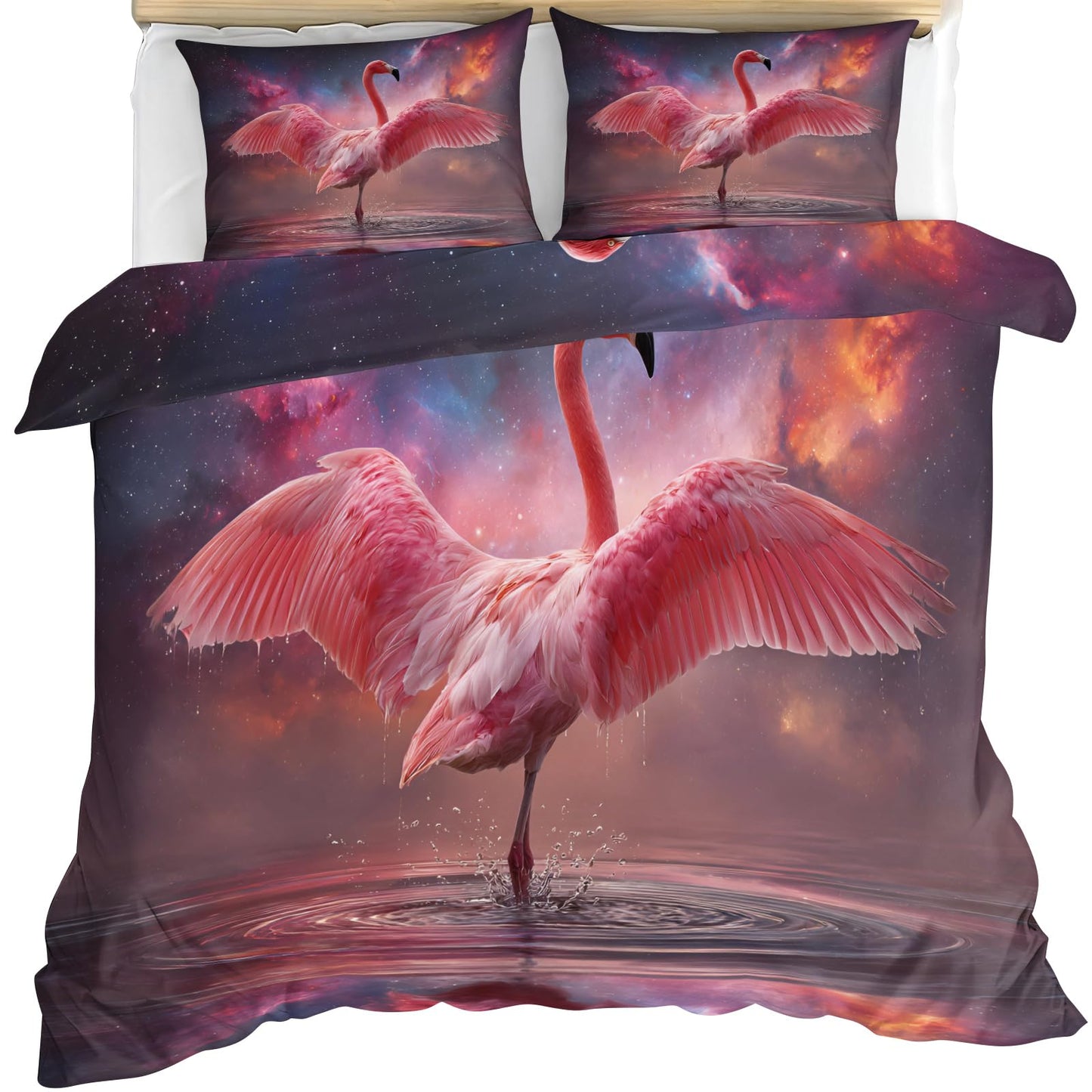 ZAOMIR Bird Duvet Cover Set Twin for Kids Teen, Cosmic Nebula Bird Bedding Set 3 Pieces,Soft Breathable Microfiber for Adult Women Men, Starry Sky Fantasy Duvet Cover with 2 Pillowcases
