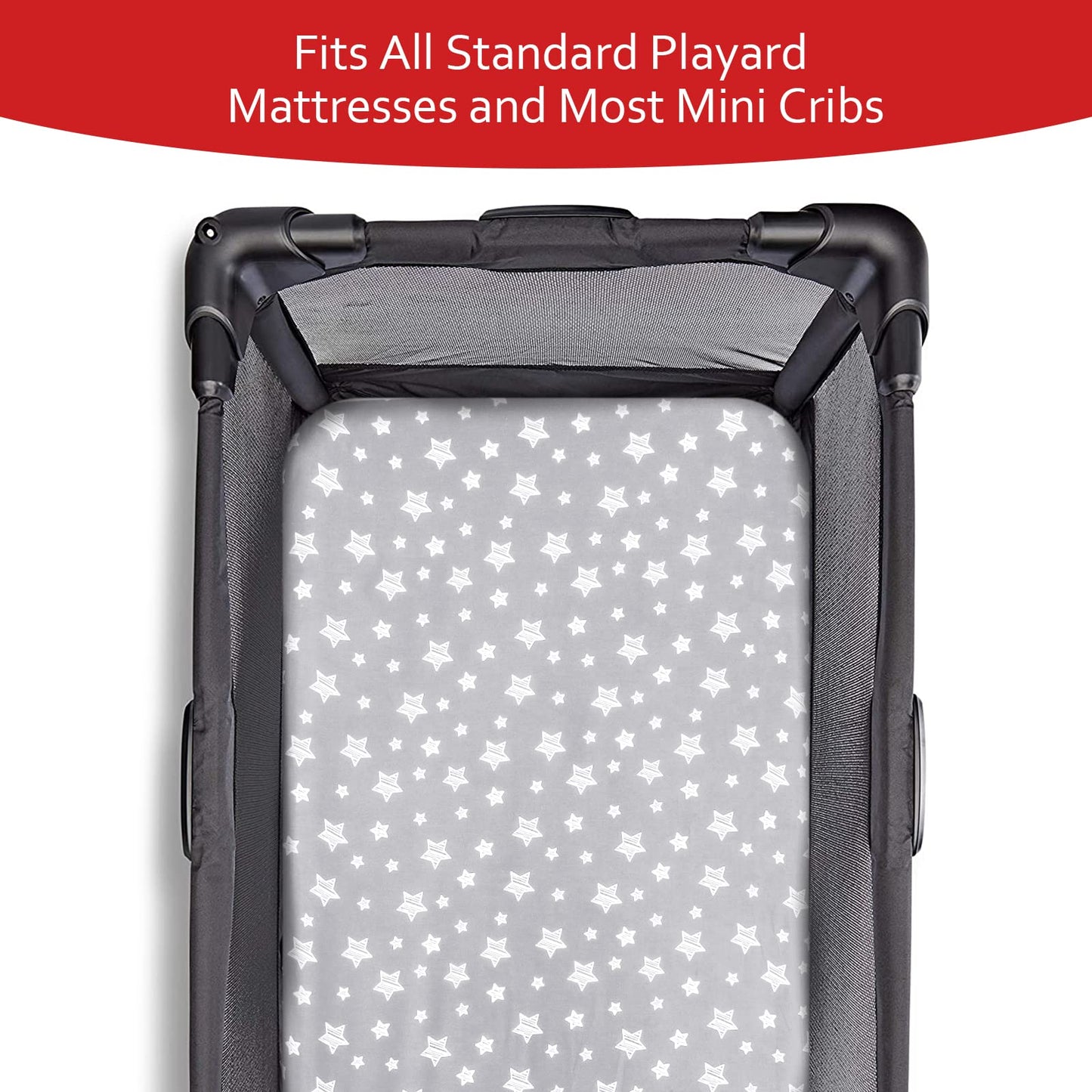 Pack and Play Sheets, 4 Pack Mini Crib Sheets, Stretchy Pack n Play Playard Fitted Sheet, Compatible with Graco Pack n Play, Soft and Breathable Material, Grey