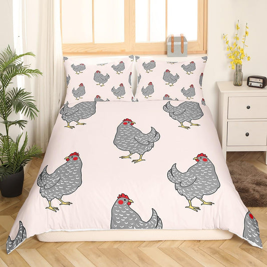 Erosebridal Rustic Chicken Duvet Cover for Kids Boys Girls,Watercolor Rooster Bedding Set Twin,Farmhouse Animal Comforter Cover,Country Wild Animal Quilt Cover with 1 Pillowcase Lightweight