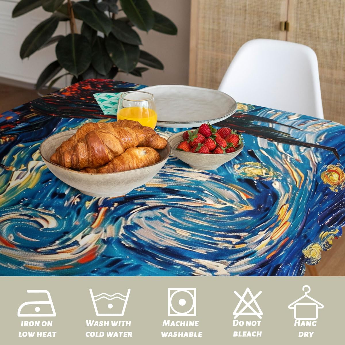 XYJFZL Abstract Classic Table Cloth Starry Night Art Rectangle Kitchen Table Cover Oblong Tablecloth for Dining Table Buffet Parties Patio Camping 52 x 70 Inch 4-6 Seats