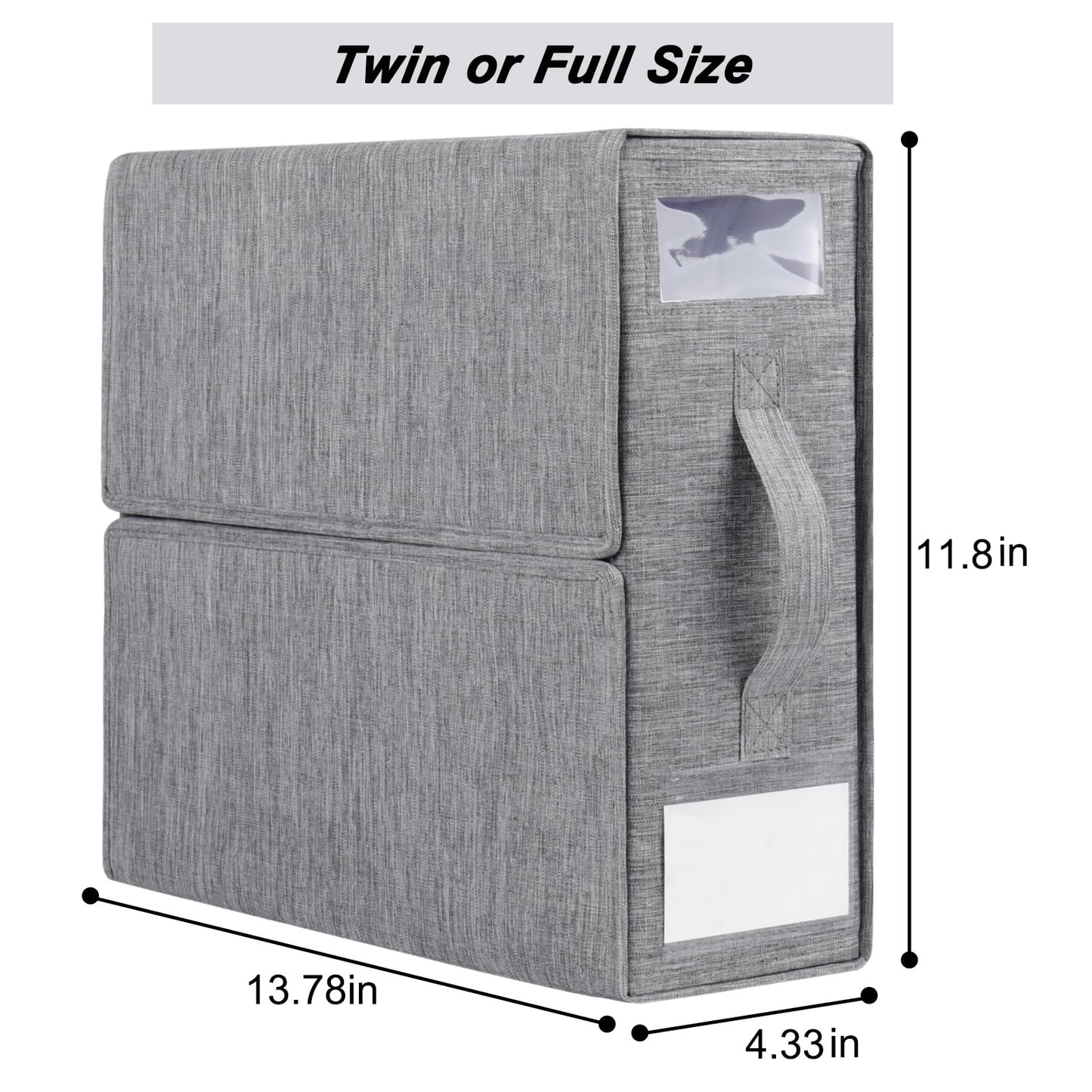 4 Pack Foldable Sheet Organizers for Linen Closet - Twin/Full Size Duvet Cover Set, Grey