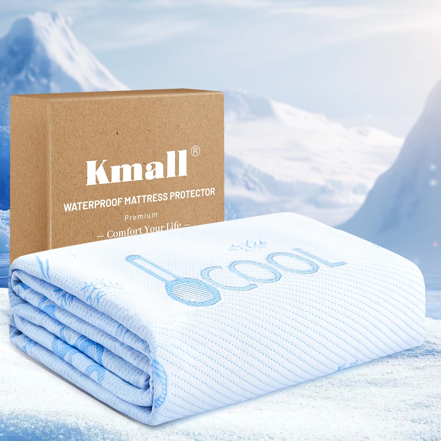 Premium Cooling King Size Mattress Protector - 100% Waterproof & Breathable Cool 3D Air Fabric Bed Mattress Cover, Ultra Soft Noiseless Mattress Pad for 8"-21" Deep Pocket, Machine Washable (White)